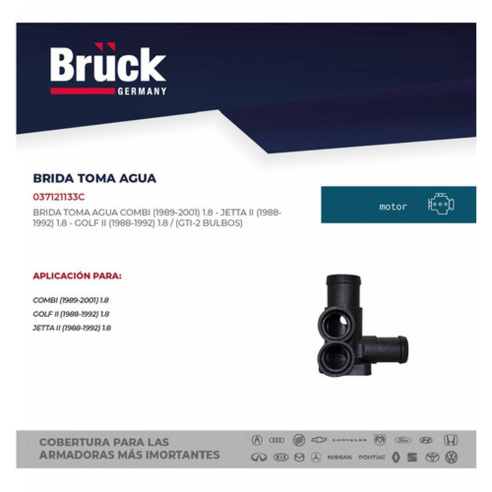 Brida Toma Agua Jetta Golf 1987 - 1992 Gti Combi 2 Bulbos