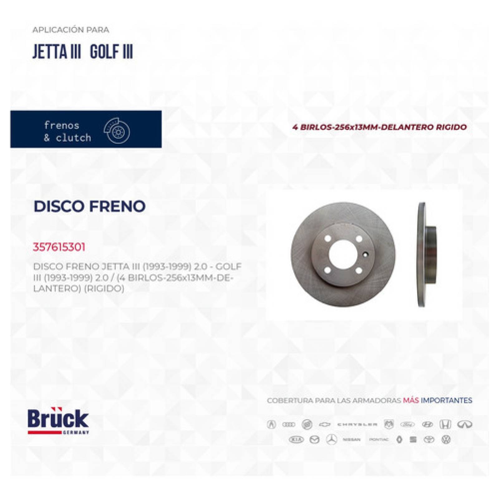 Disco Freno Delant Rigido Jetta Golf A3 93 - 96 97 98 99