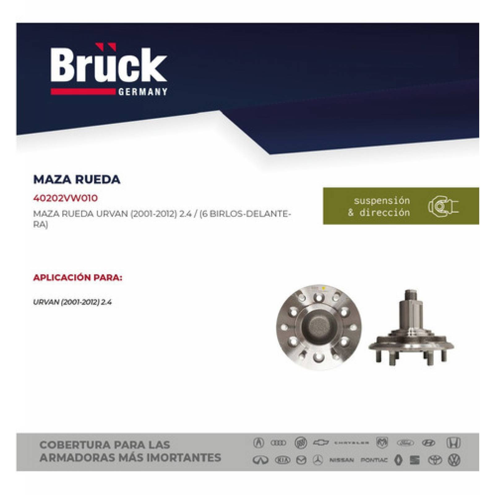 Maza Rueda Delantera Nissan Urvan 2002 - 2012 2.4 L 6 Birlos