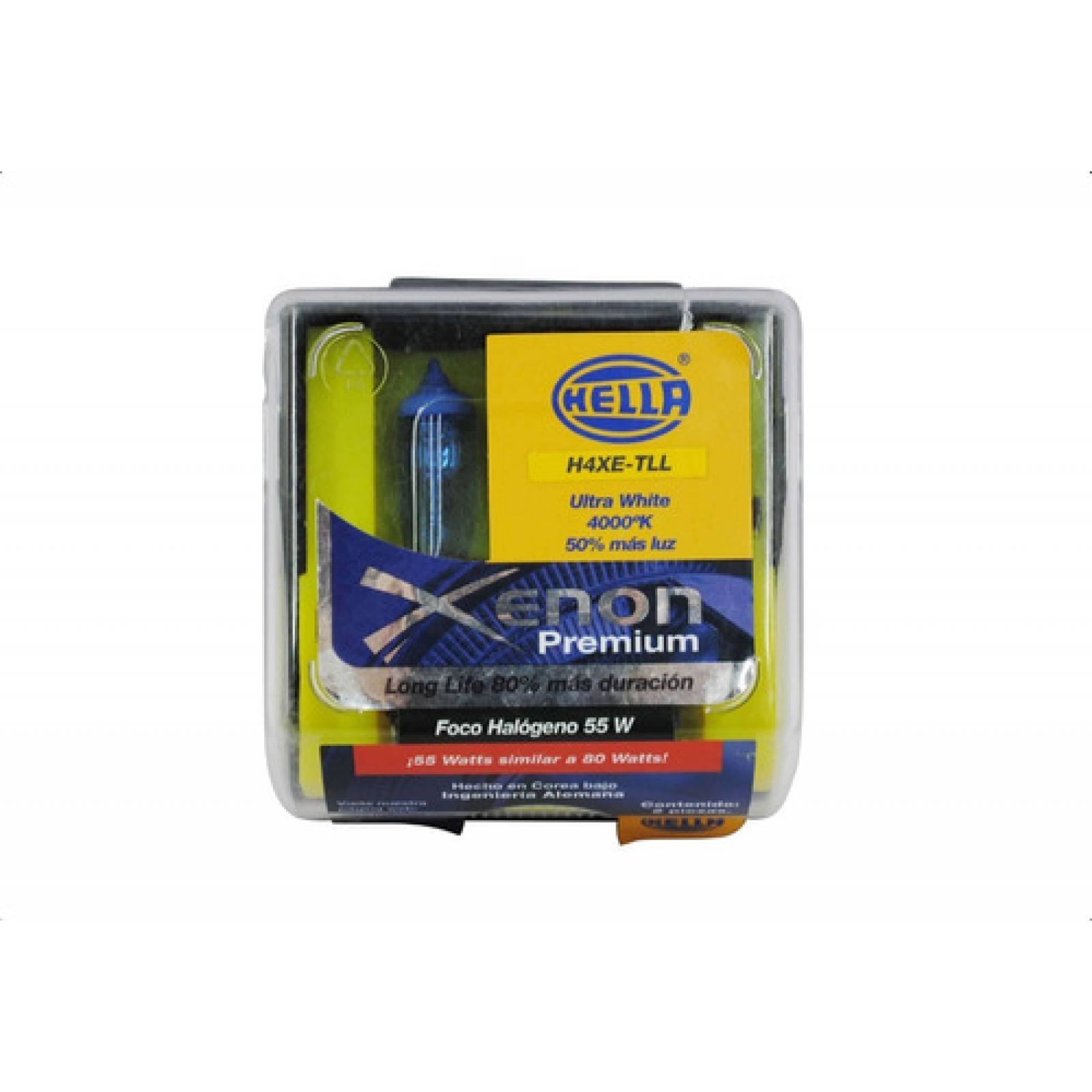 2 Focos H4 Luz Blanca Tipo Xenon 60-55w Hella Con Detalle