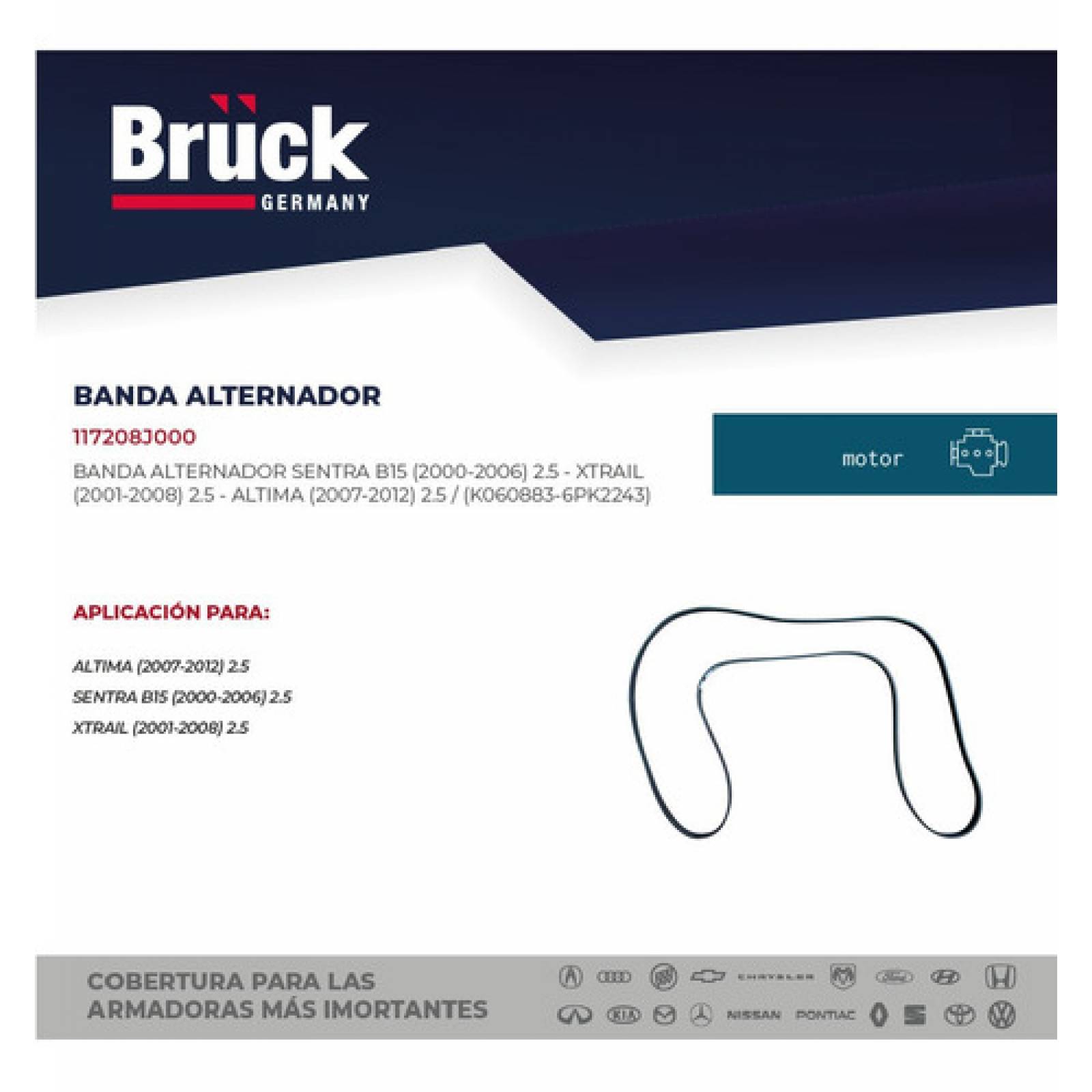 Banda Accesorios Alternador Sentra 03 04 05 06 2.0 6pk 2243