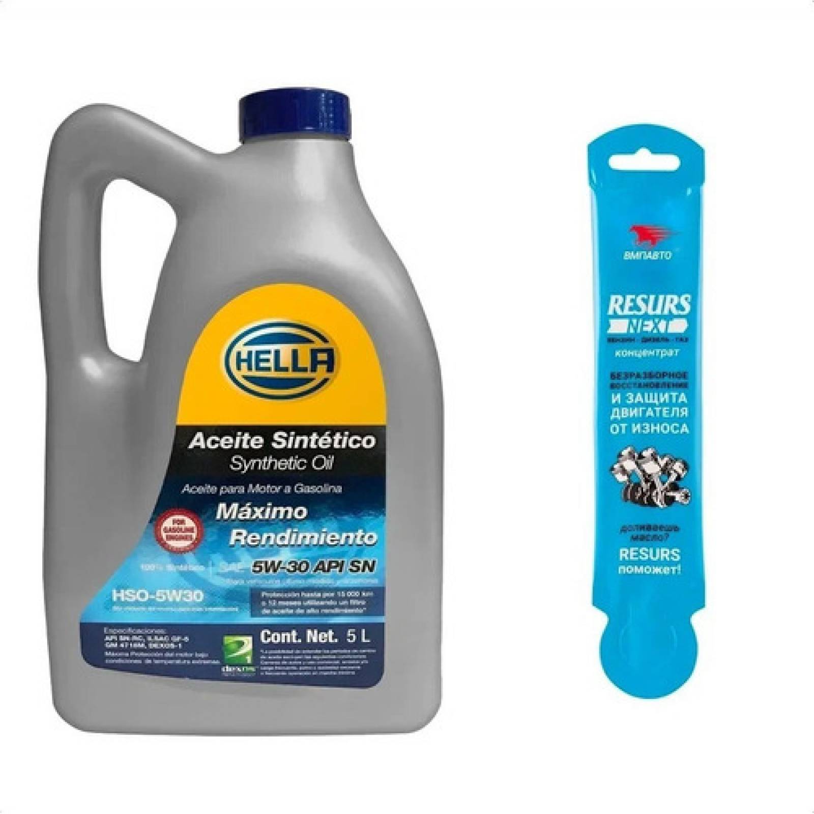 Aceite Sintetico 5 Lts Hella 5w30 + Resurs Next Promocion