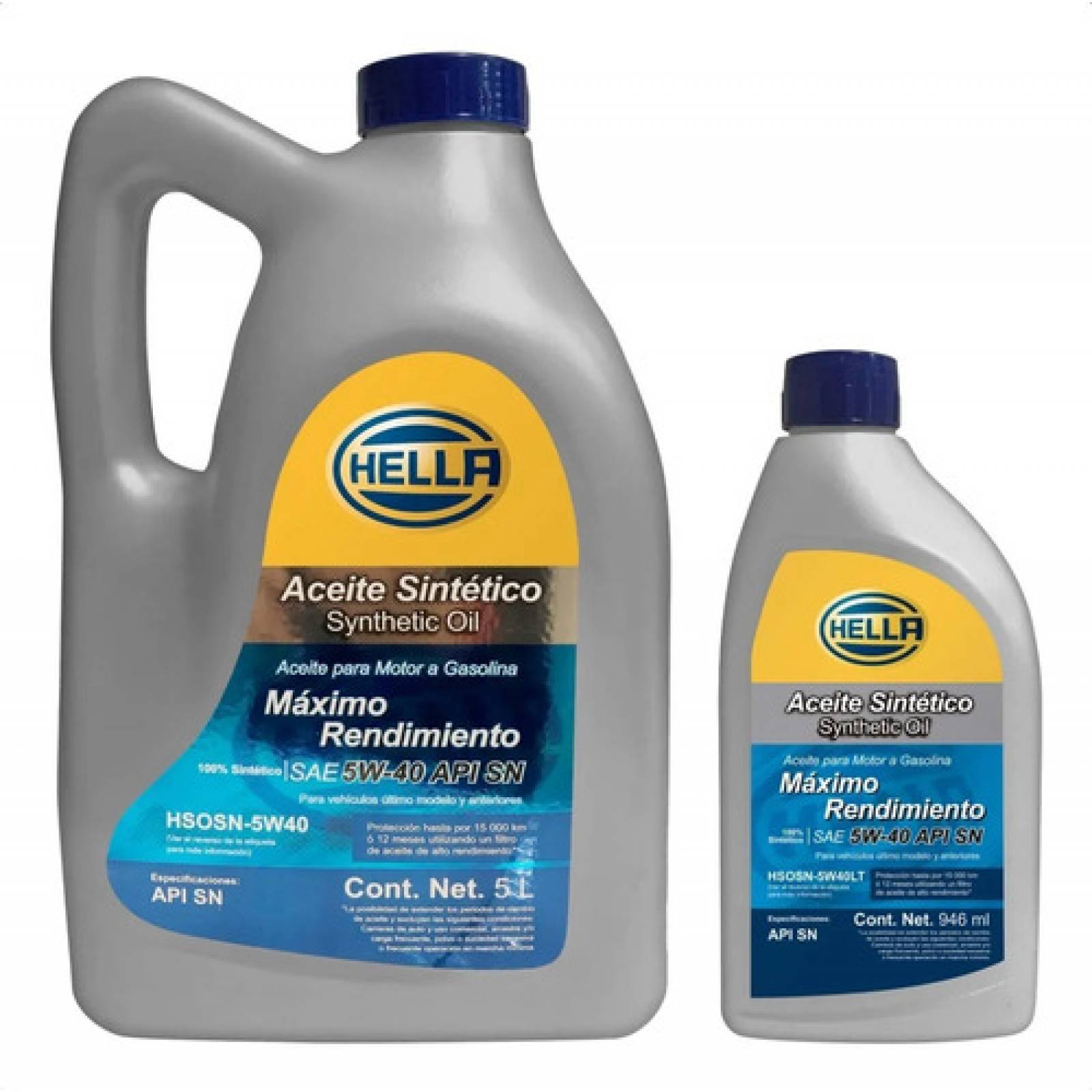 6 Litros Aceite Motor 5w40 100% Sintetico Api Sm Hella