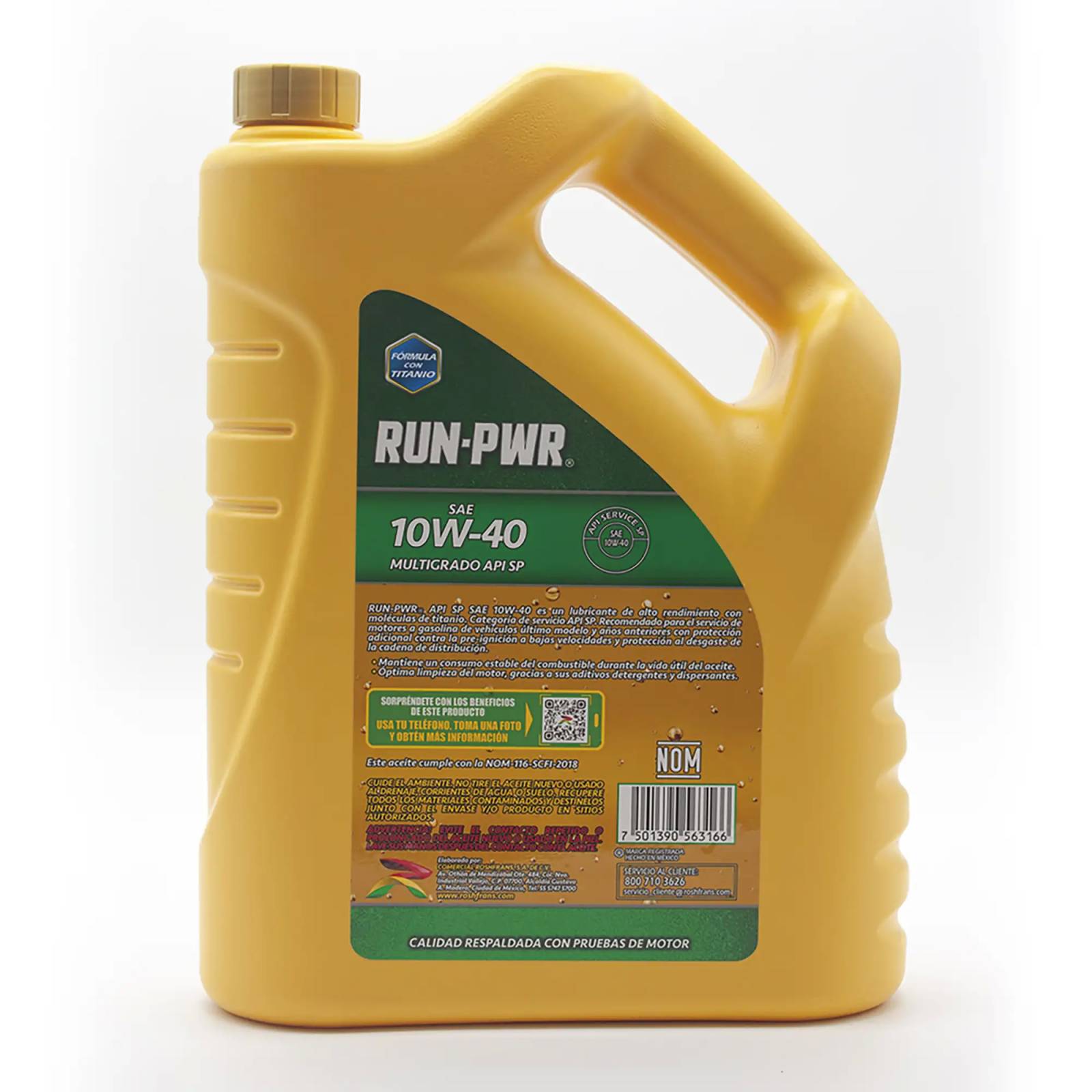 Aceite Motor Multigrado Roshfrans RUN-PWR 10W-40 SP, 5 L