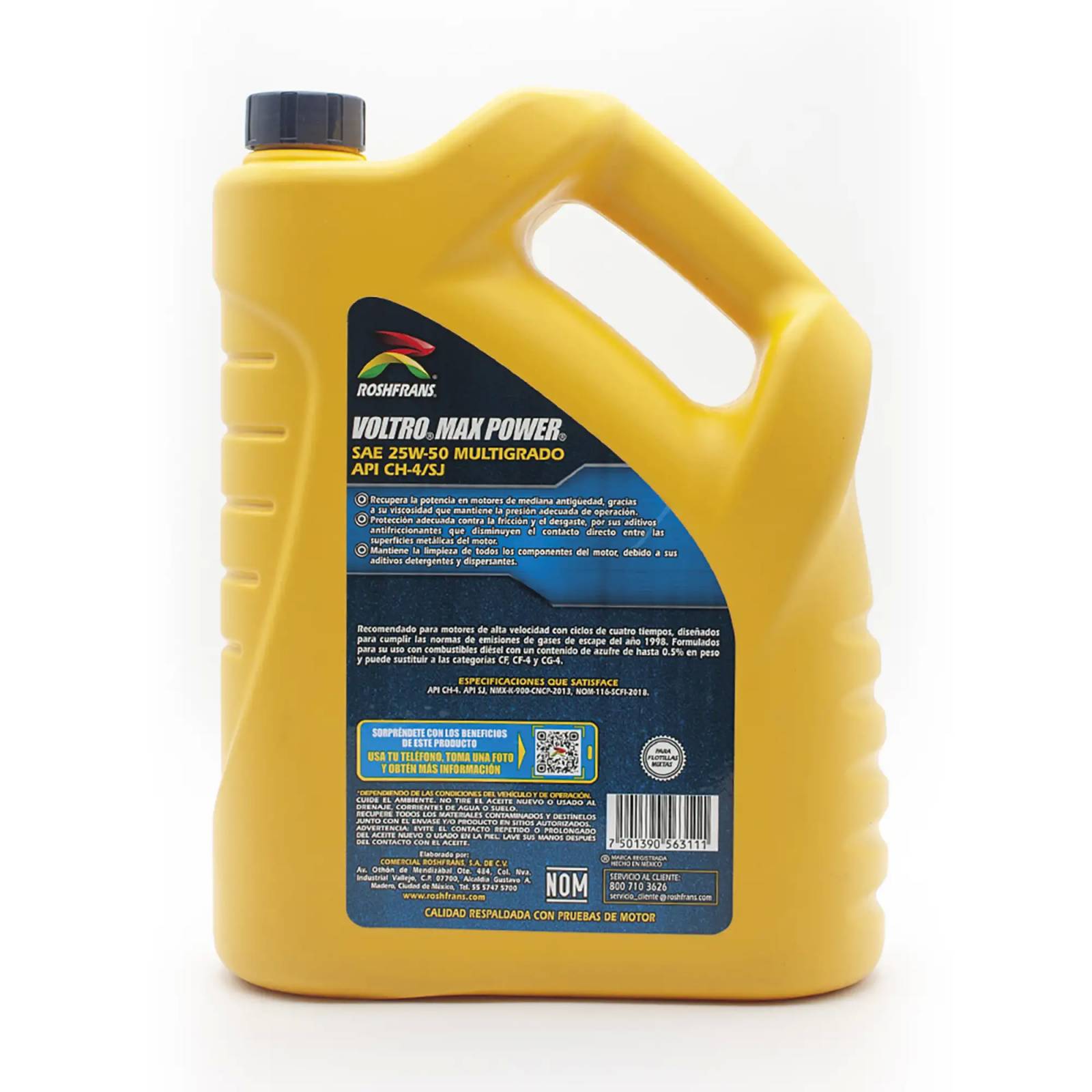 Aceite Motor Diésel Multigrado Roshfrans Voltro Max Power 25W-50, 5 L