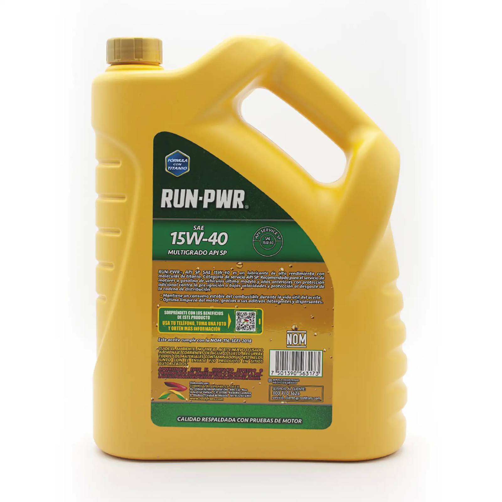Aceite Motor Multigrado Roshfrans RUN-PWR 15W-40 SP, 5 L