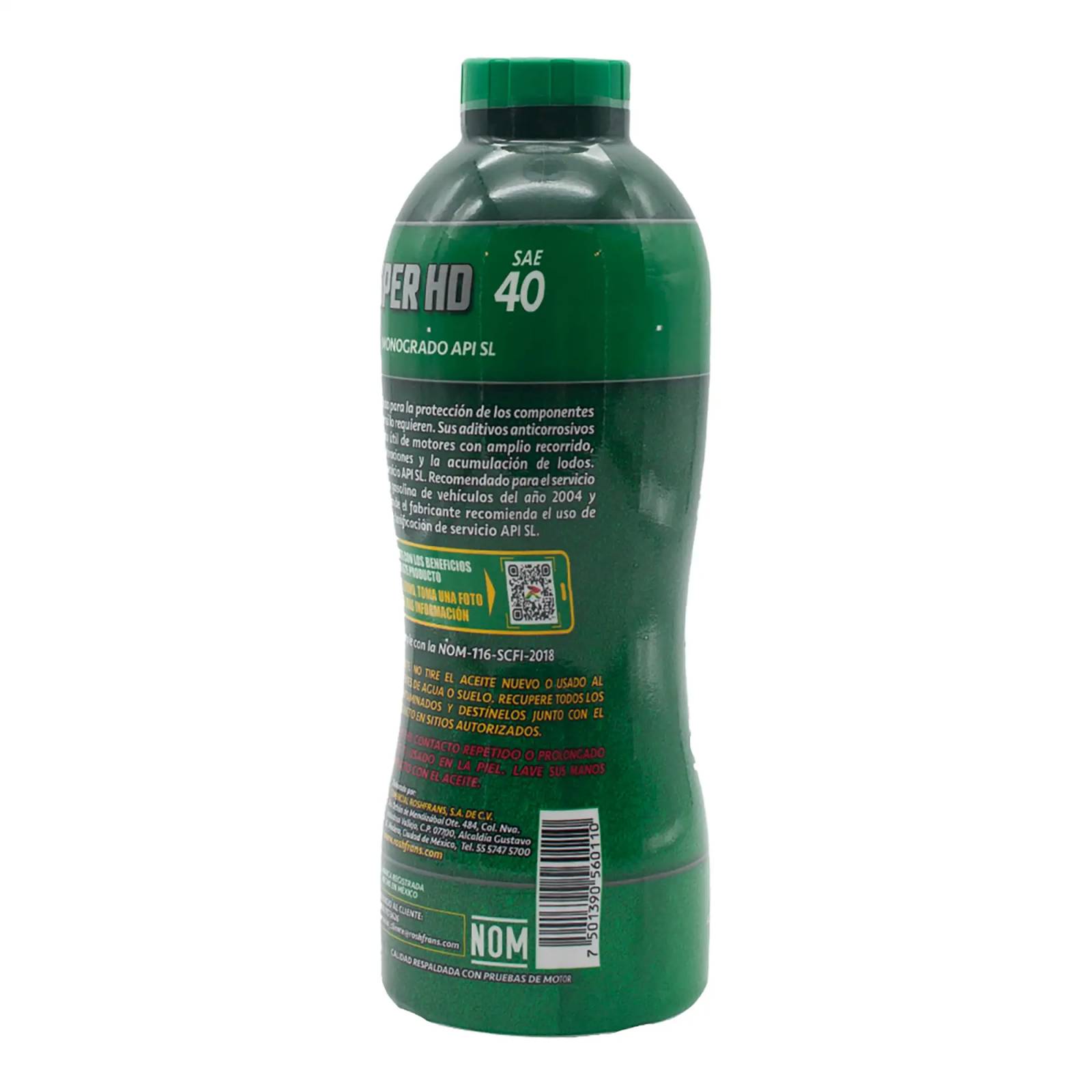 Aceite Motor Multigrado Roshfrans SUPER HD 40, 950 ml