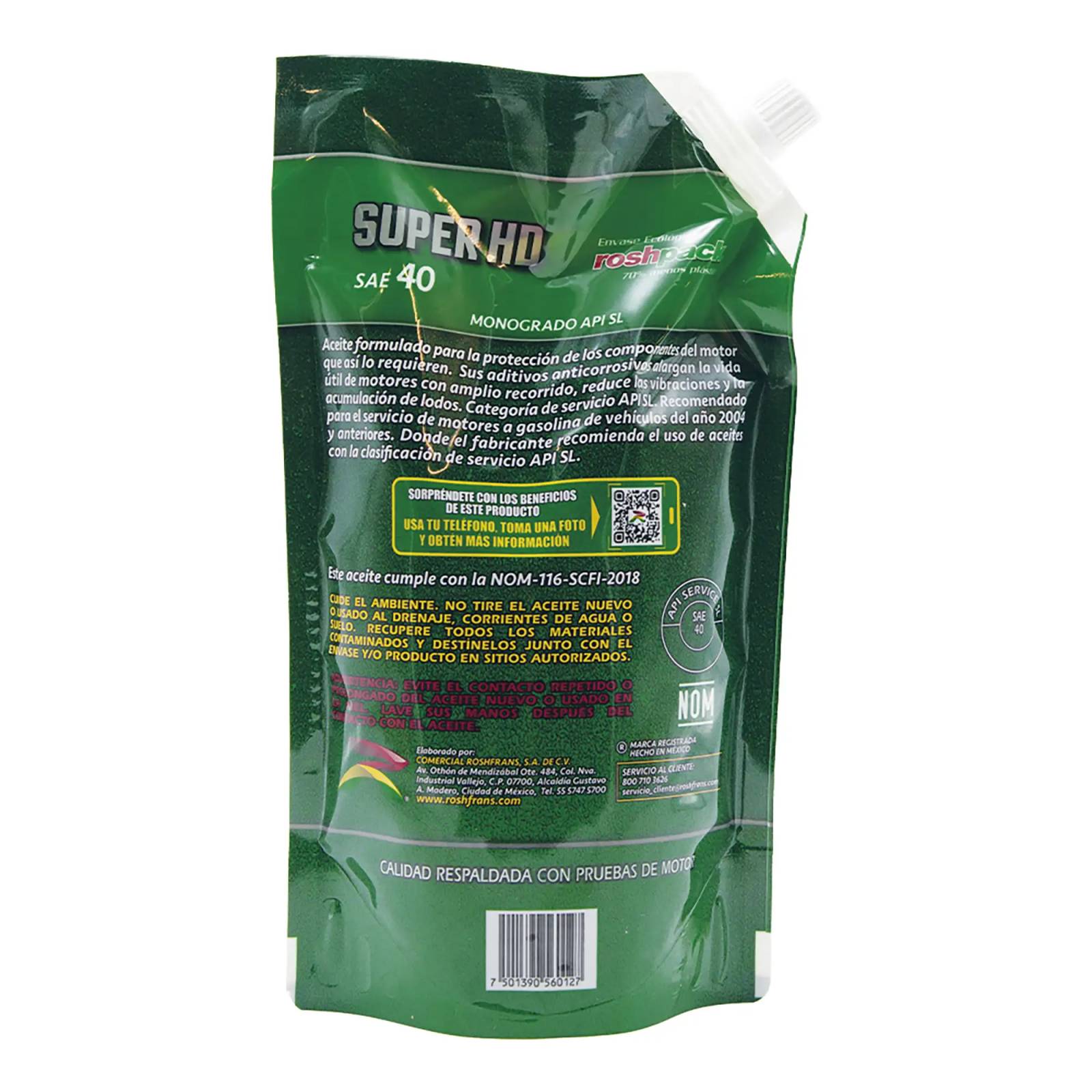 Aceite Motor Multigrado Roshfrans SUPER HD 40, 950 ml