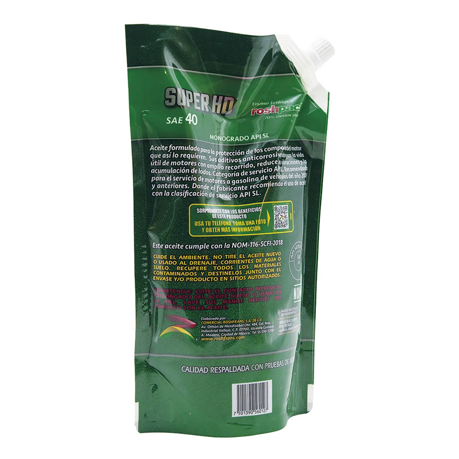 Aceite Motor Multigrado Roshfrans SUPER HD 40, 950 ml