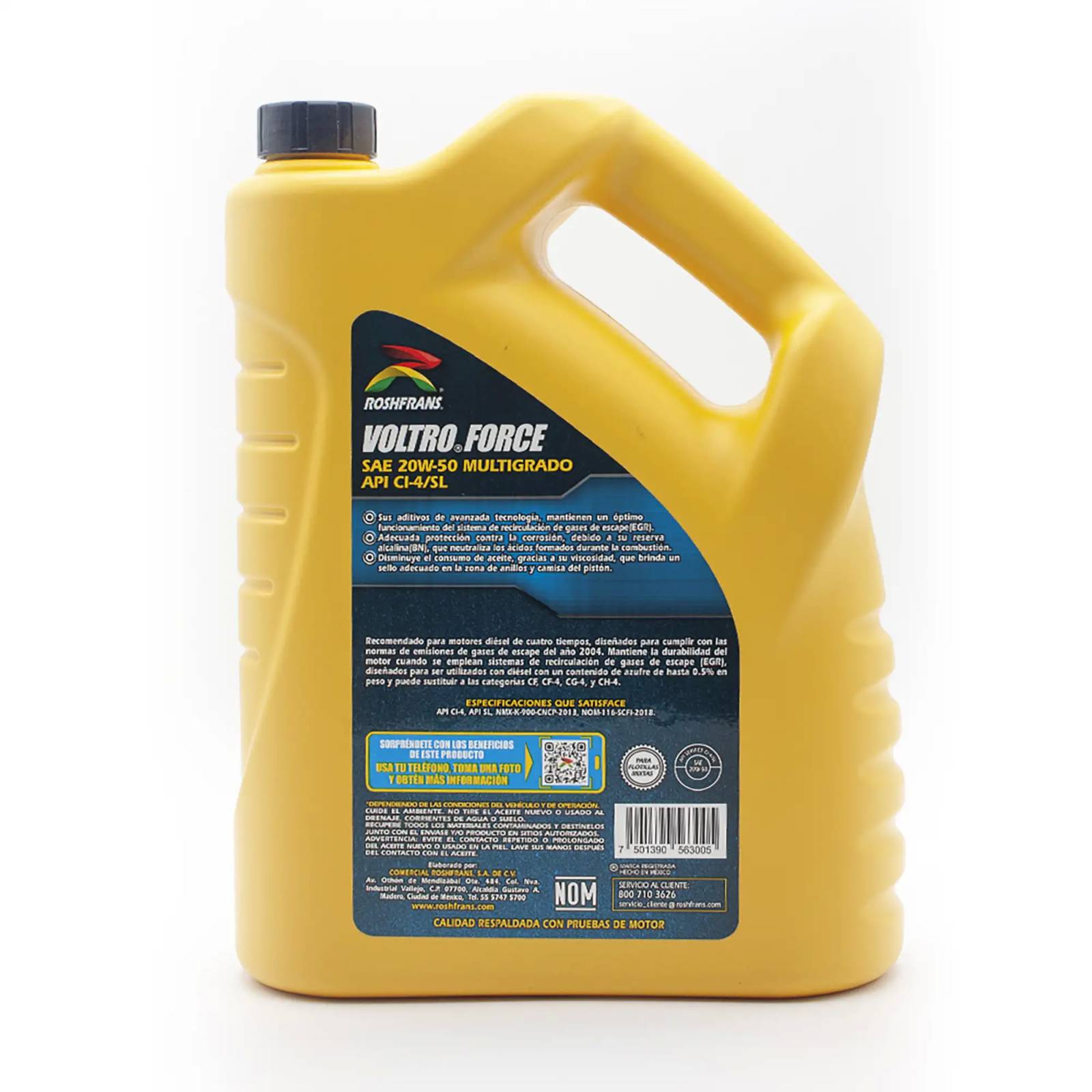 Aceite Motor Diésel Multigrado Roshfrans Voltro Force 20W-50, 5 L