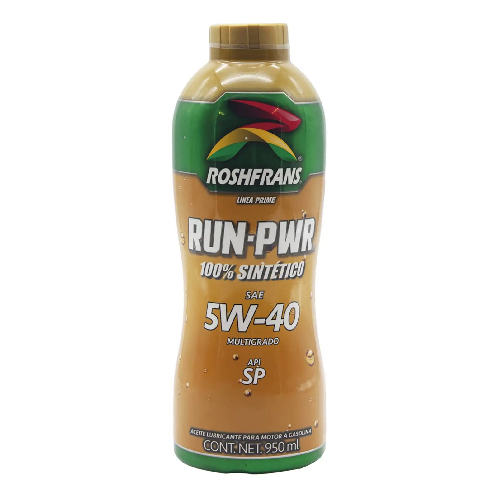 Aceite Motor Multigrado Roshfrans Sintético RUN-PWR 5W-40 SP, 950 ml