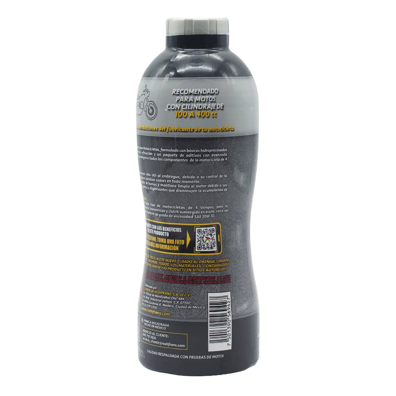 Aceite Motocicletas Multigrado Roshfrans Motonic 4 Tiempos 20W-50, 950 ml