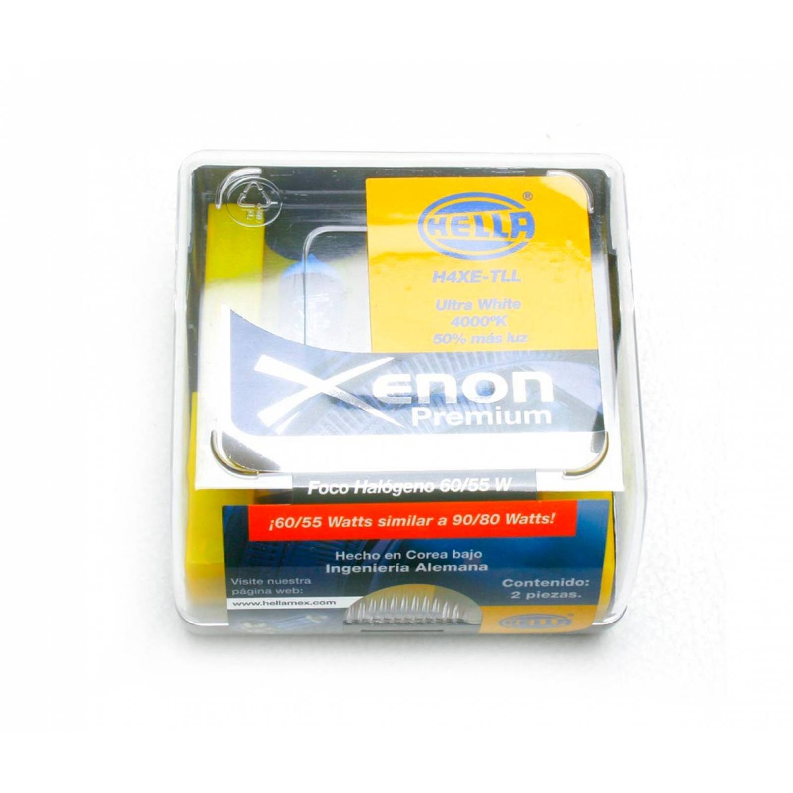 Foco H4 Luz Blanca Tipo Xenon Premium 60-55w 2 Focos Hella