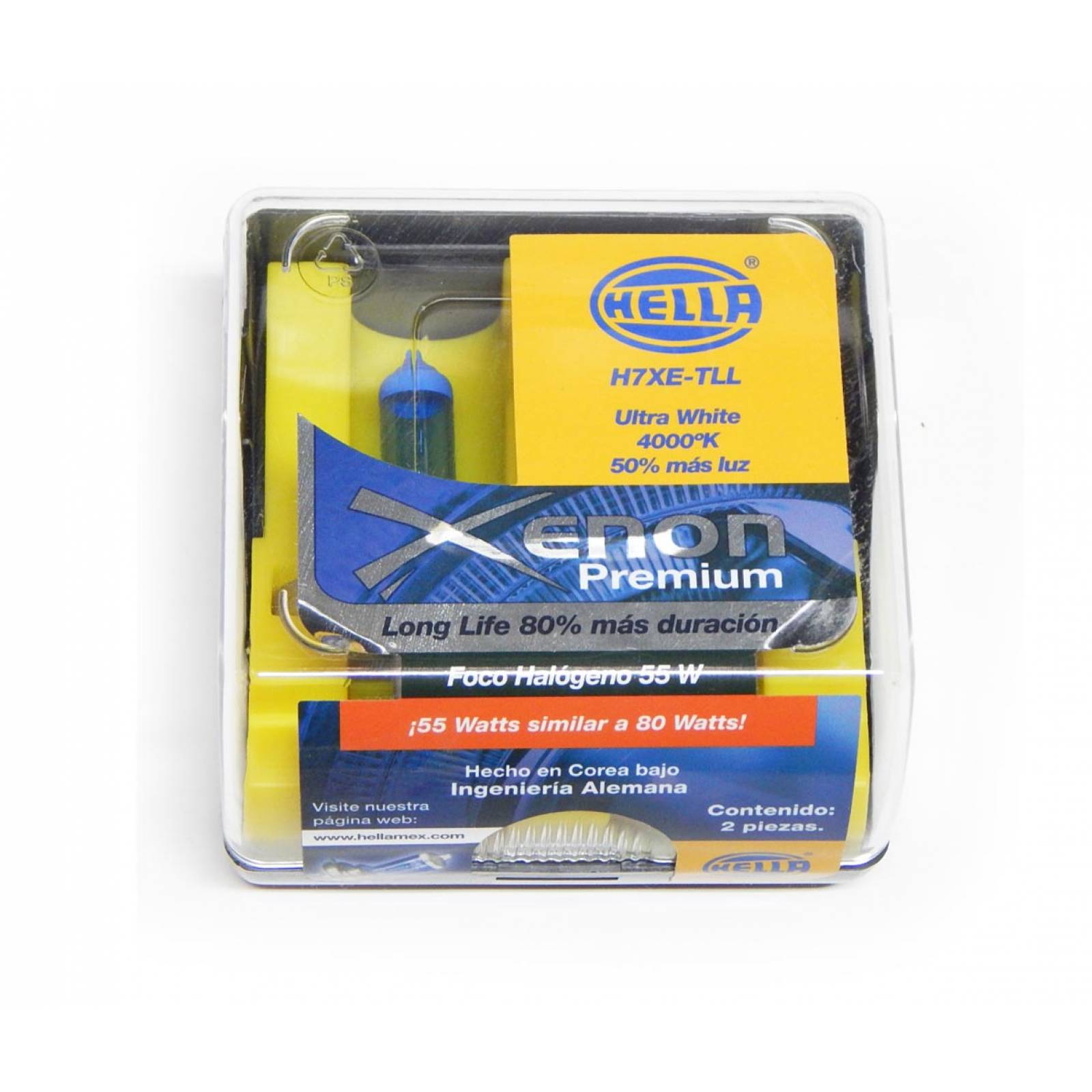 Foco H7 Luz Blanca Tipo Xenon Premium 55w 2 Focos Hella
