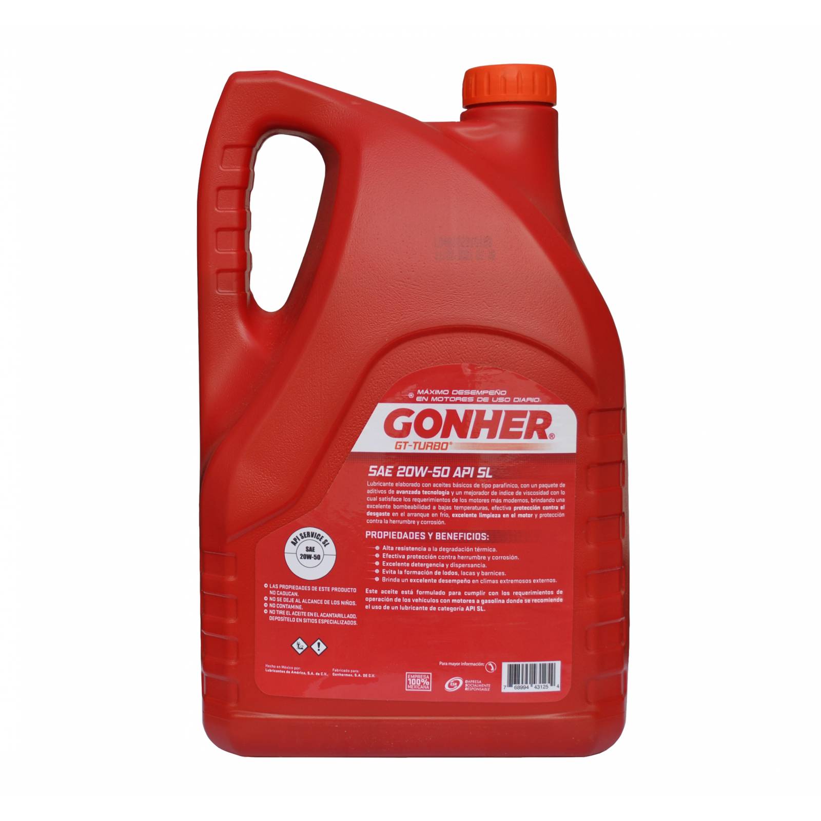 Gonher Aceite Motor 20W50 Mineral Multigrado 1012753 Gt-turbo 4 L