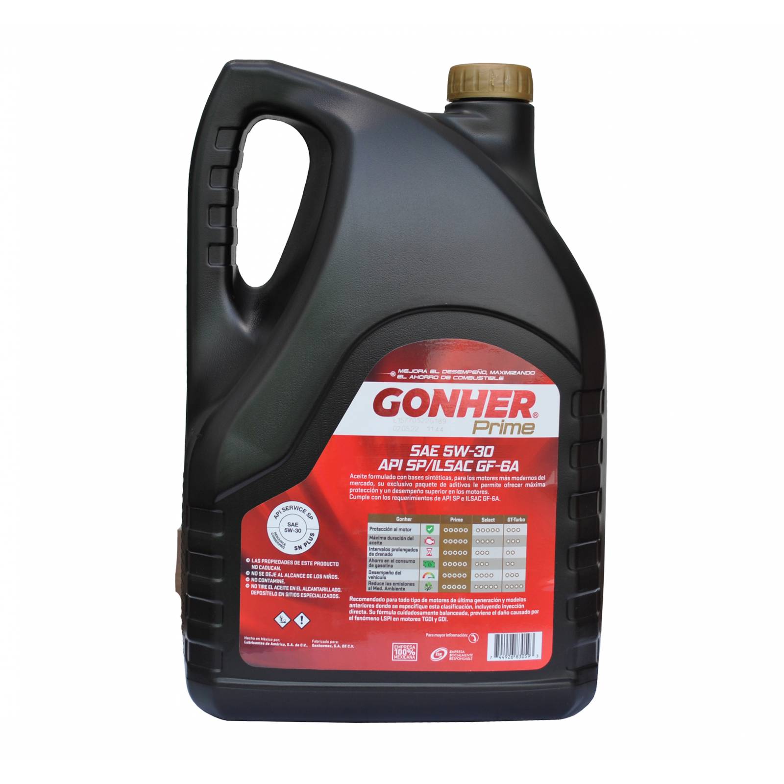 Gonher Aceite Motor 5W30 Sintético 1027390 Prime Gasolina 5 L