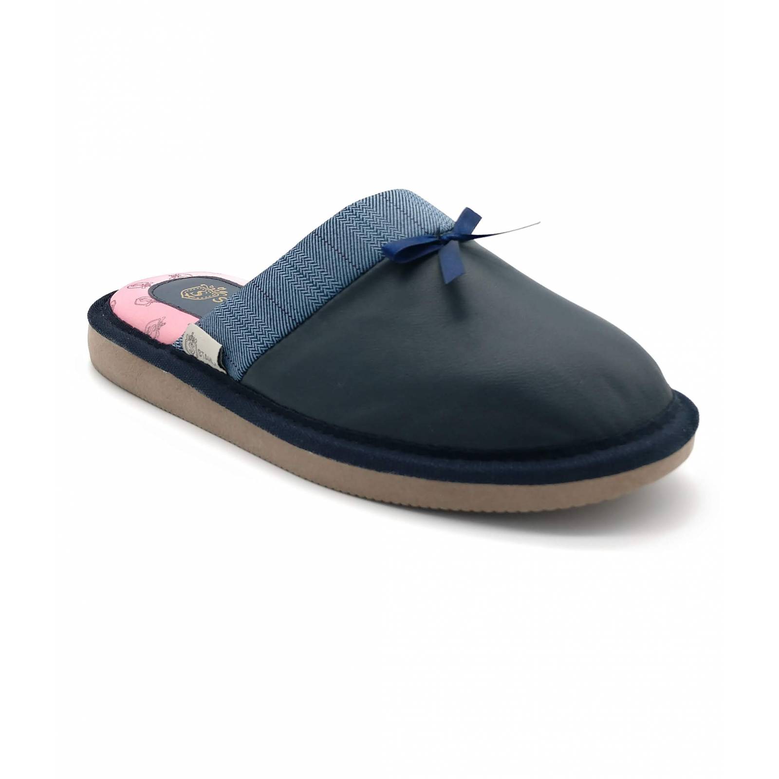 Pantufla de descanso en piel para mujer 3807