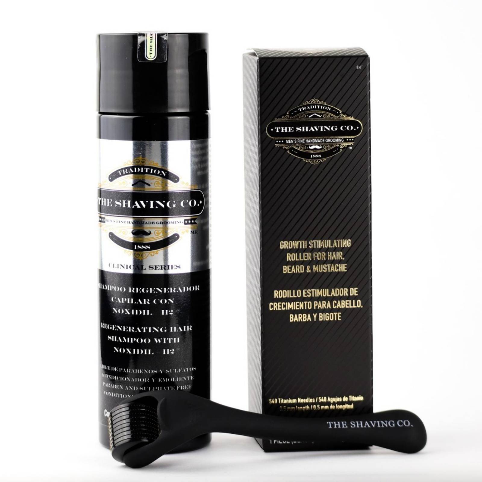 Kit Shampoo Noxidil + Roller Cabello The Shaving Co. 