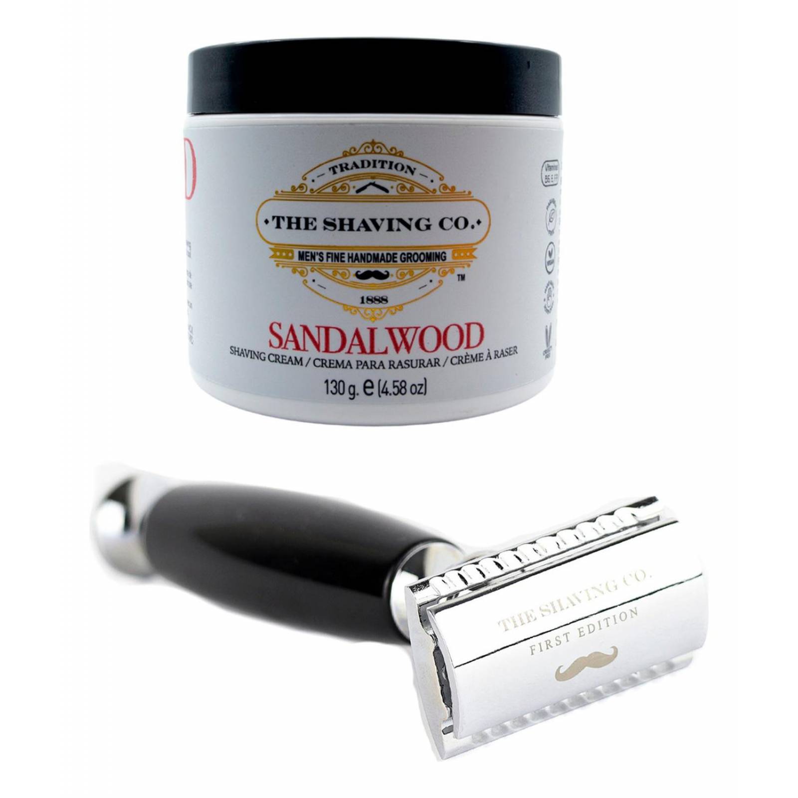 The Shaving Co Kit Crema De Afeitar Sandalo Rastrillo Negro 