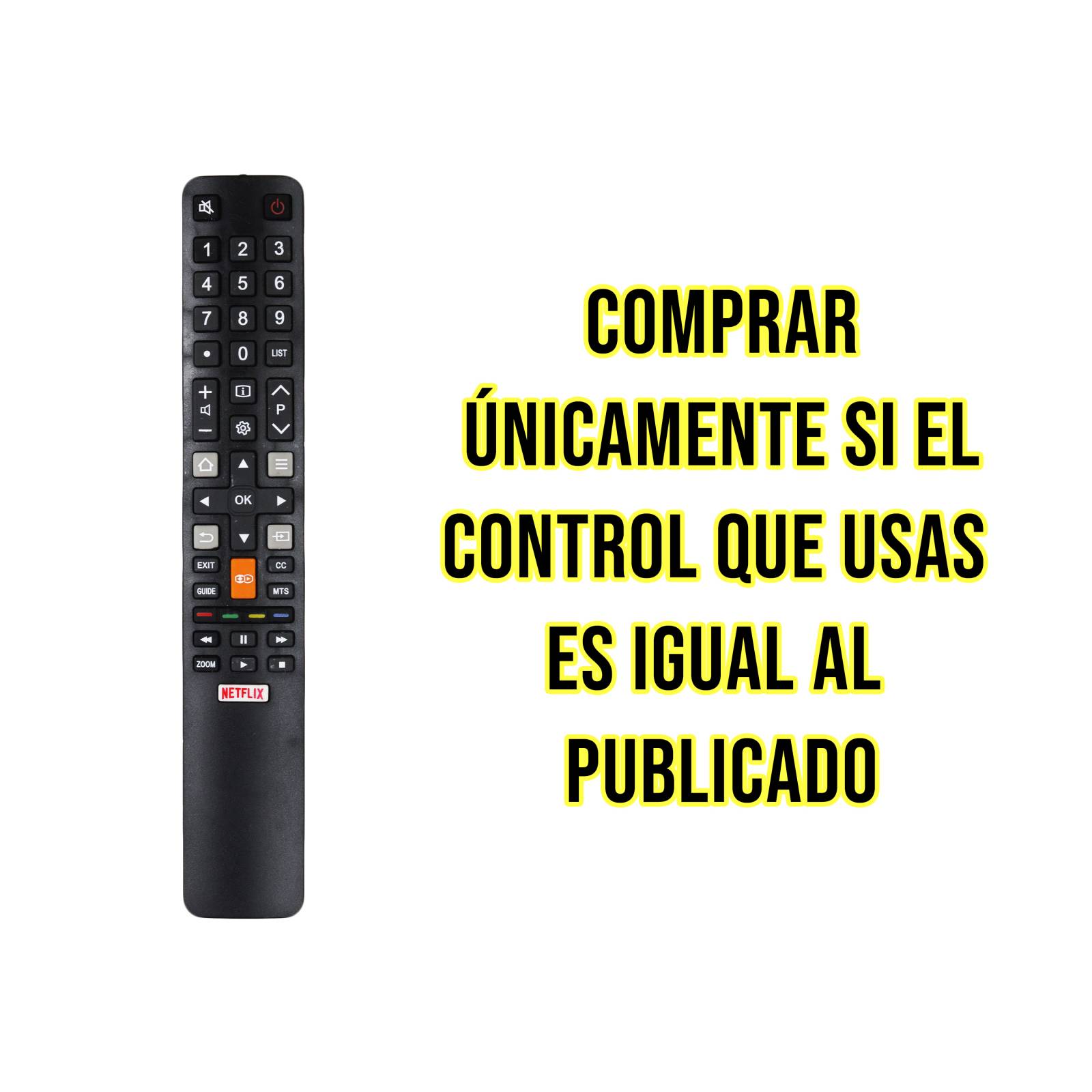 Control Remoto Tcl Smart Tv Netflix Pantalla