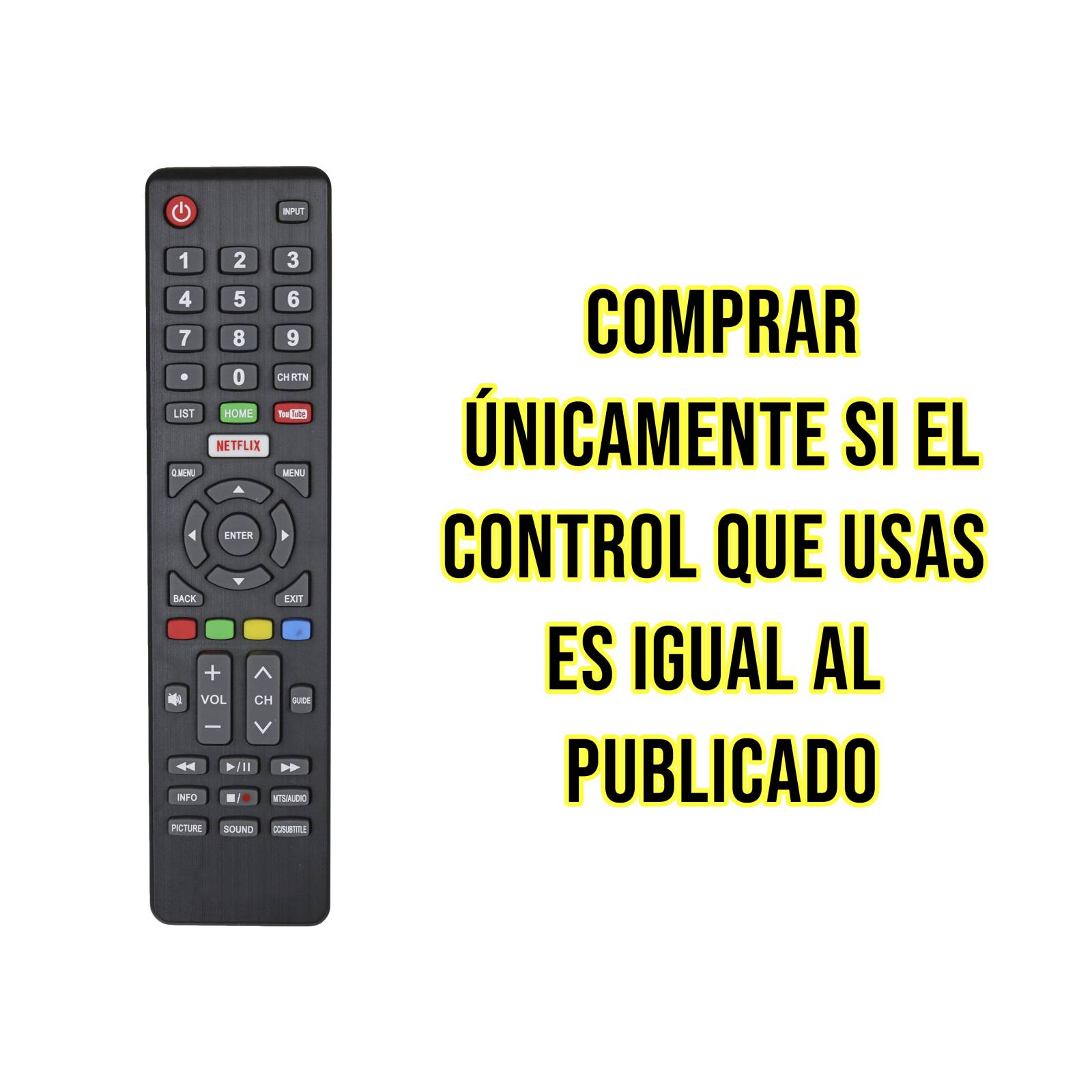 Control Remoto Atvio Element Makena Smart Tv Netflix Youtube