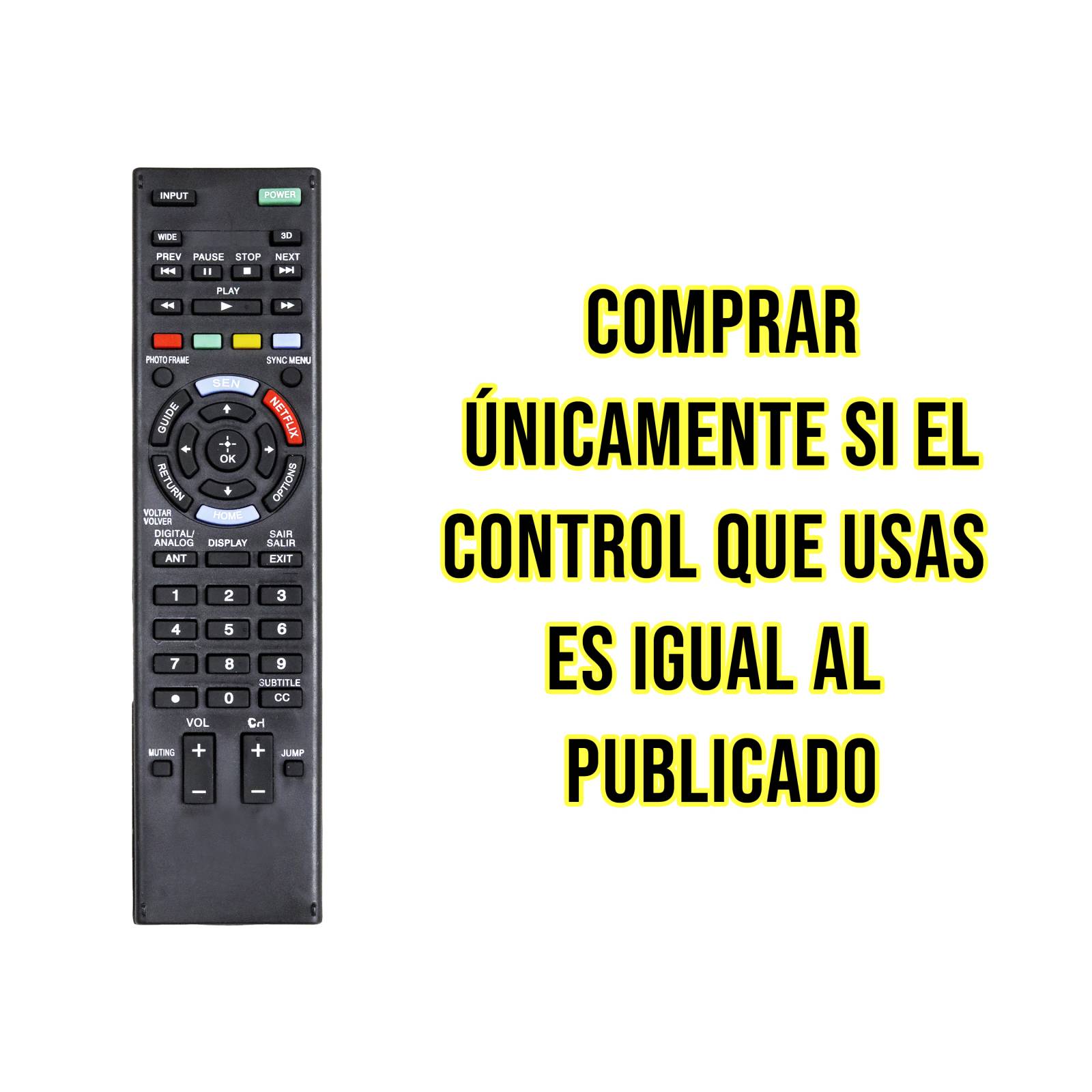 Control Remoto Pantalla Sony Bravia Smart Tv Netflix
