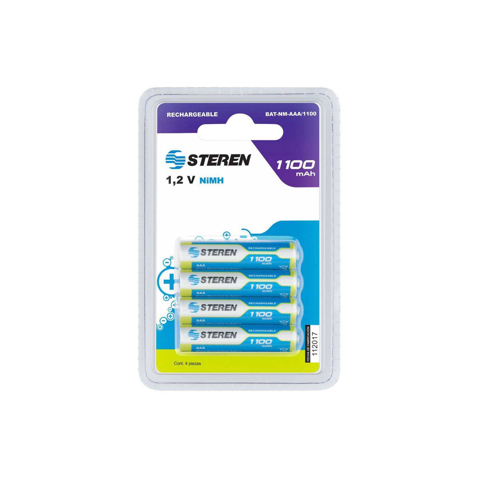 Bateria Aaa Recargable Steren 1100mah 1.2v Nimh 4 Piezas