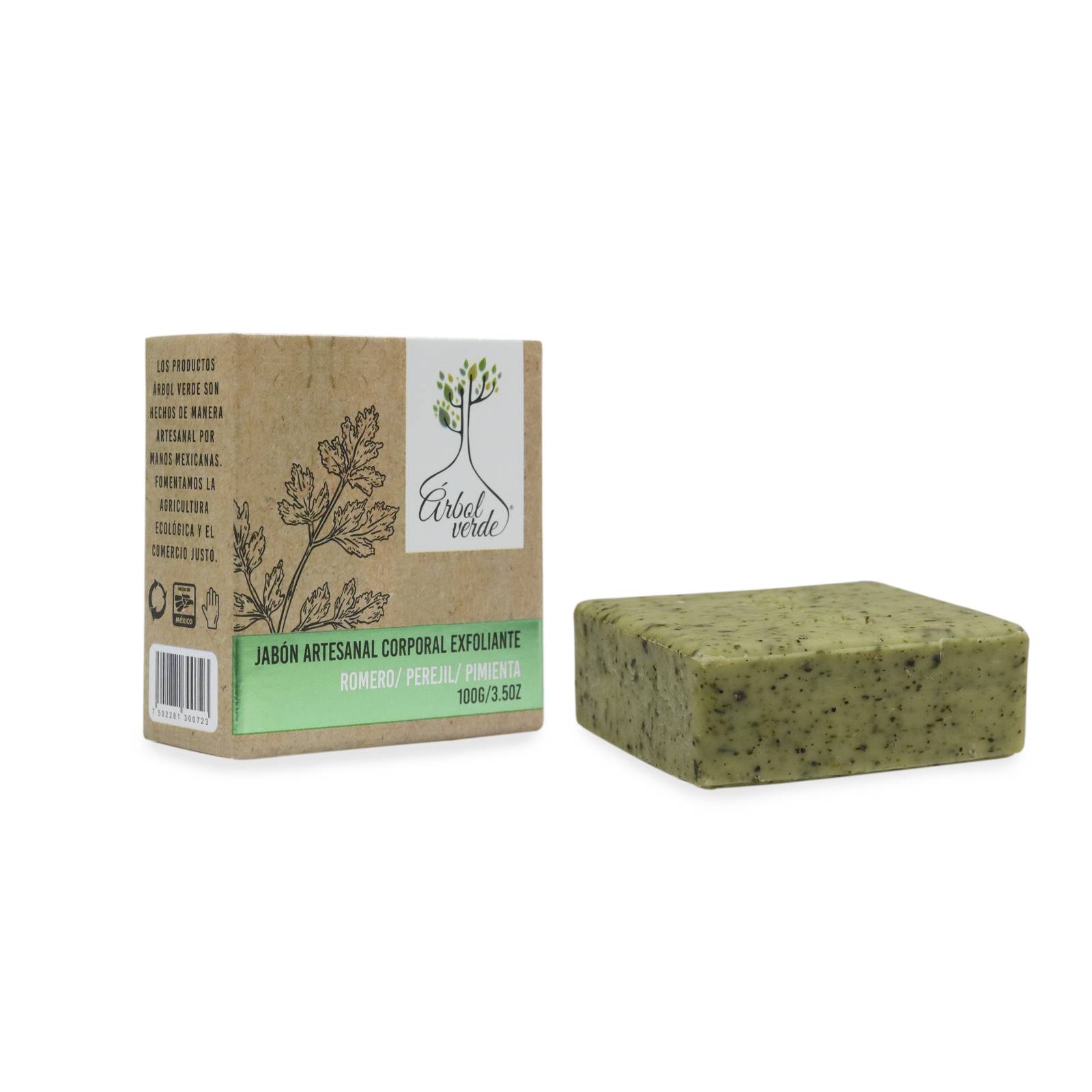 Jabón Artesanal Corporal Exfoliante Romero Perejil Pimienta