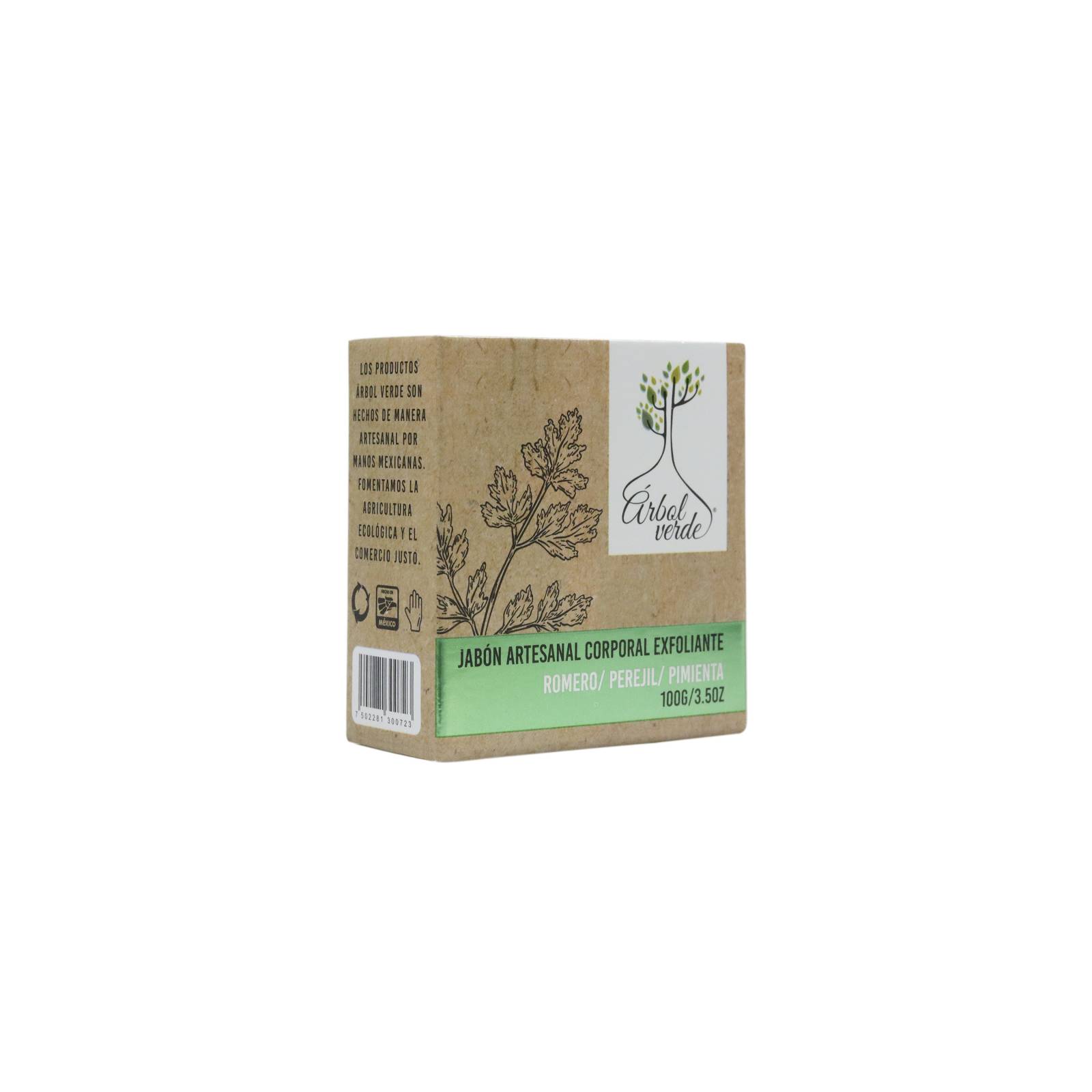 Jabón Artesanal Corporal Exfoliante Romero Perejil Pimienta