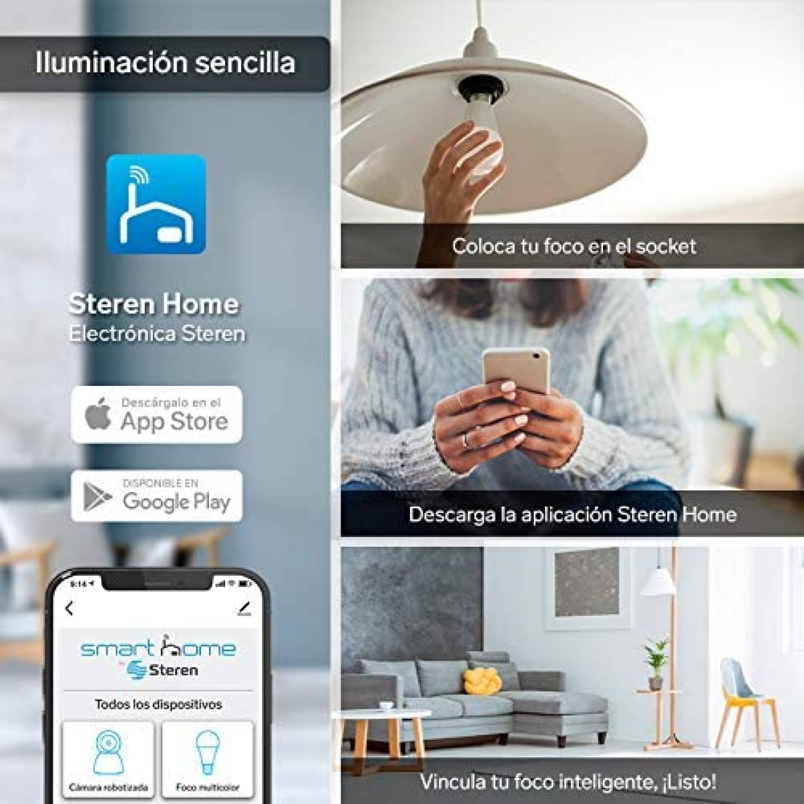 Foco LED Wi-Fi multicolor, de 10W