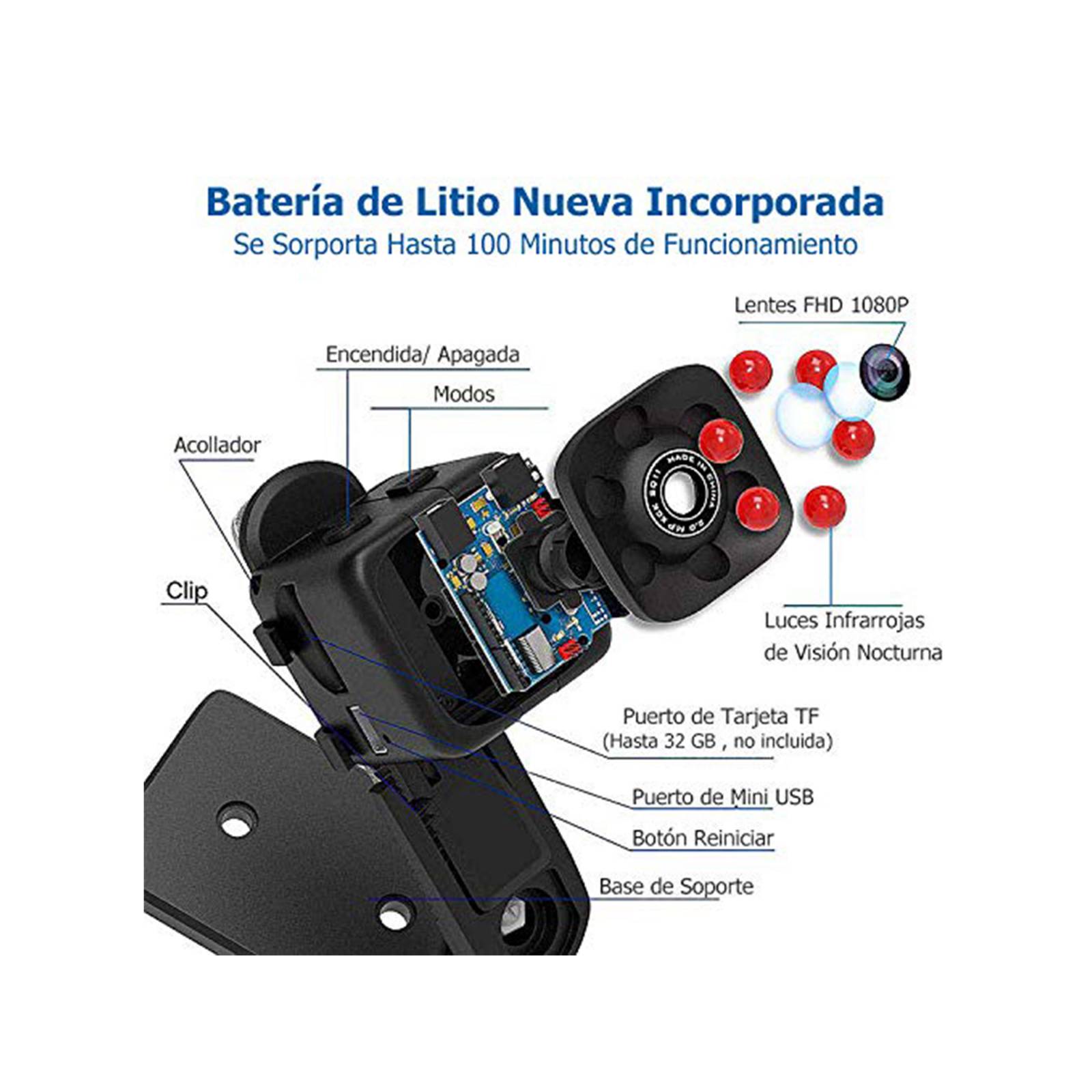 Mini Camara Espia Oculta Full Hd 1080p Detección Movimiento