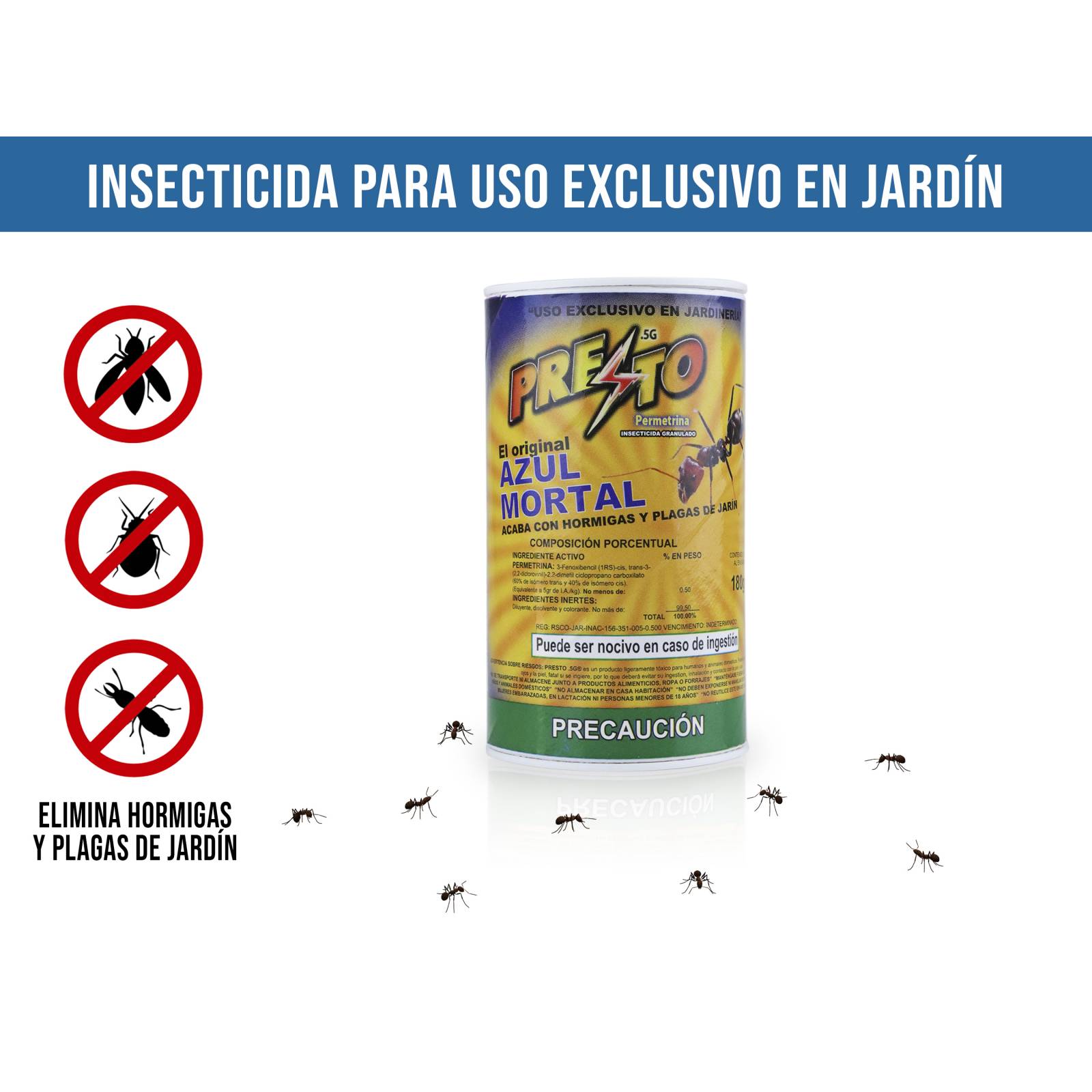 Veneno Hormigas Mata Plagas Jardín Presto Azul Mortal 180gr