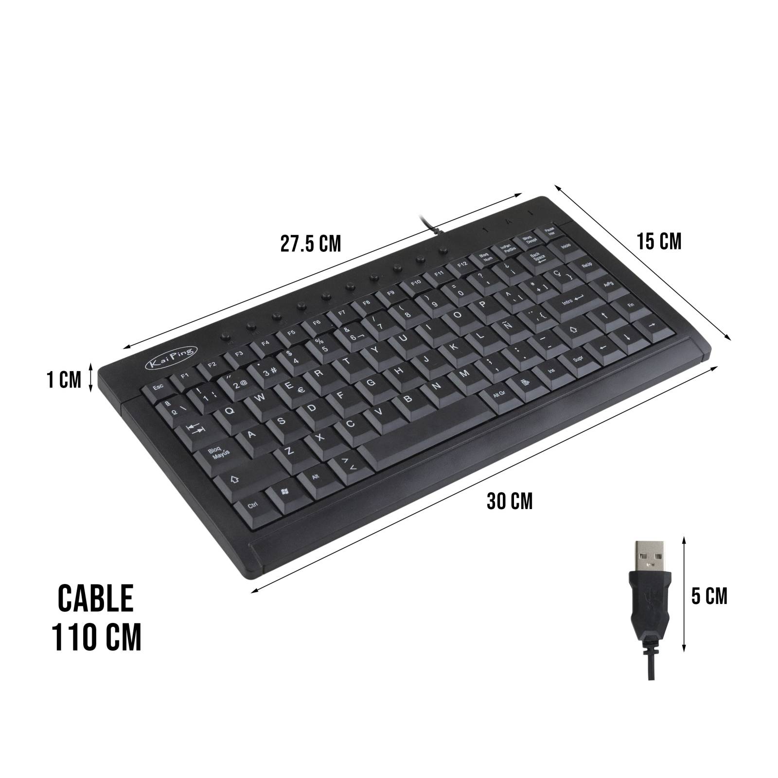 Teclado Mini Alambrico Usb Pc Laptop Oficina Qwerty