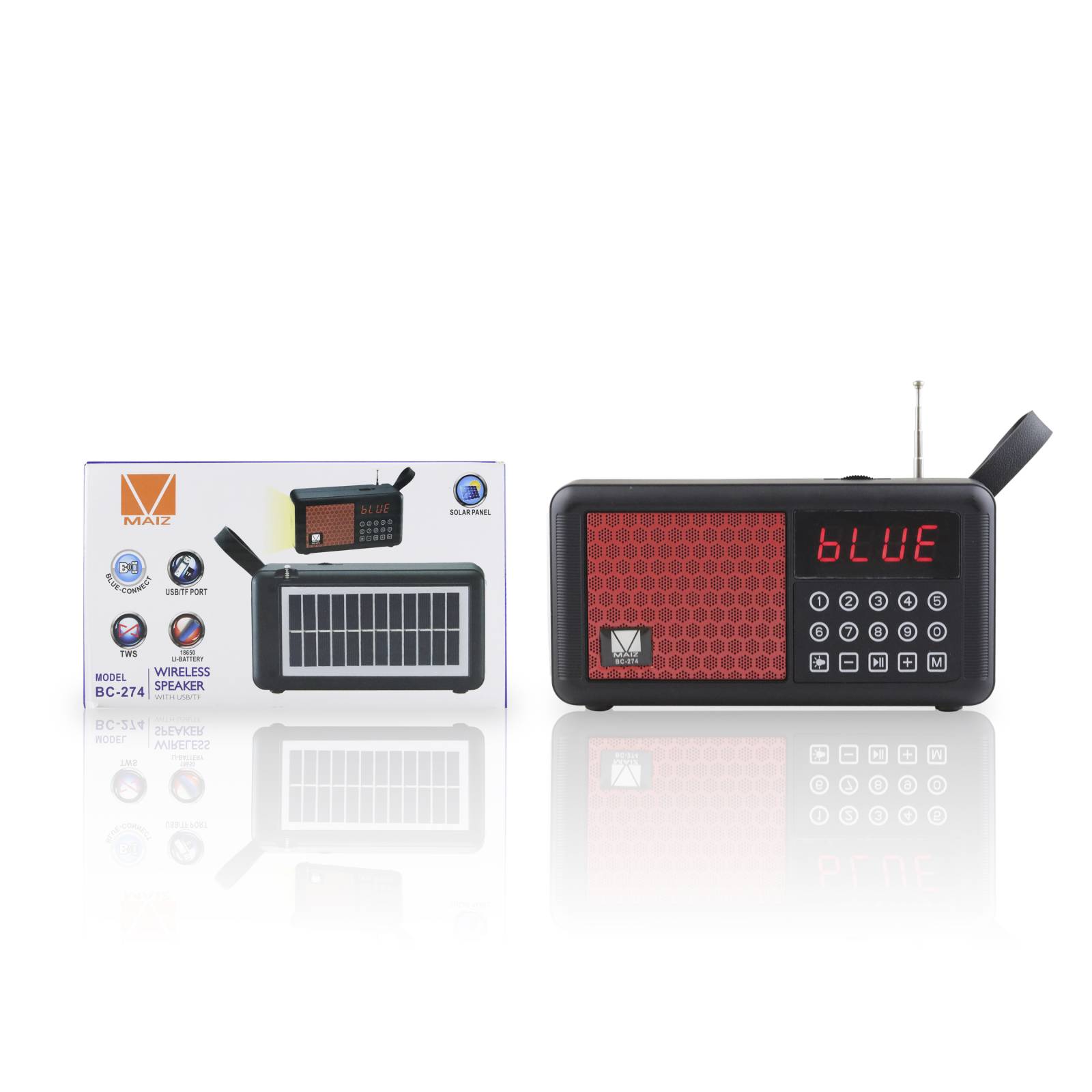 Bocina Bluetooth Recargable Portátil Solar Usb Radio Tws