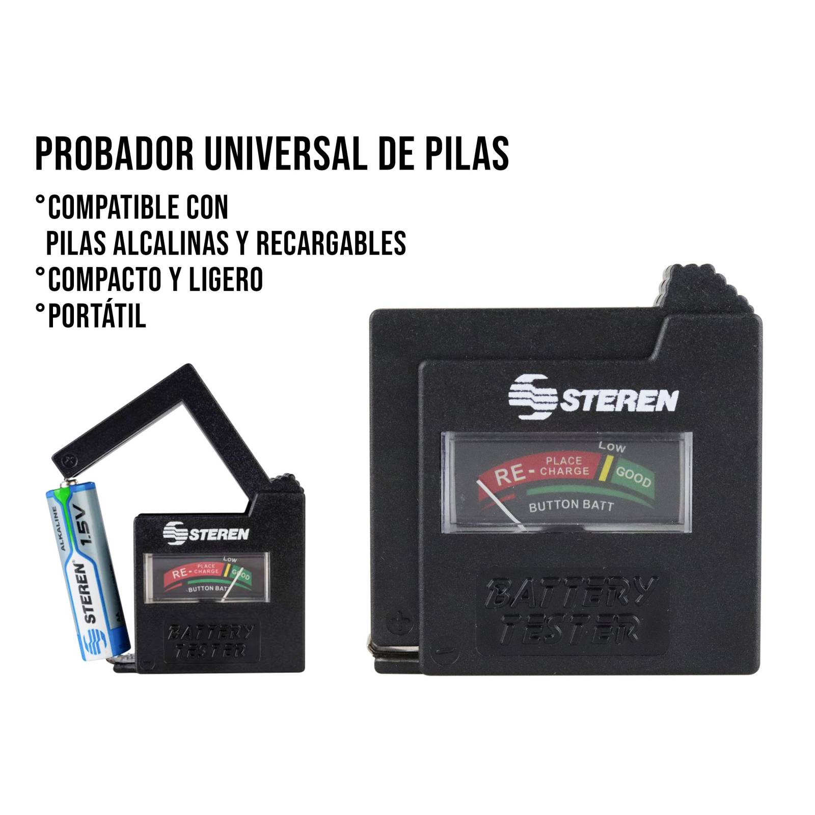 Probador De Pilas Aa Aaa C D 9v Cuadrada Steren 903-050