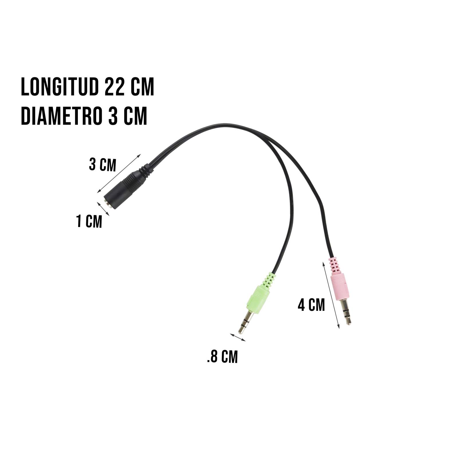Adaptador Divisor Estereo Auxiliar 3.5mm Audifonos Microfono