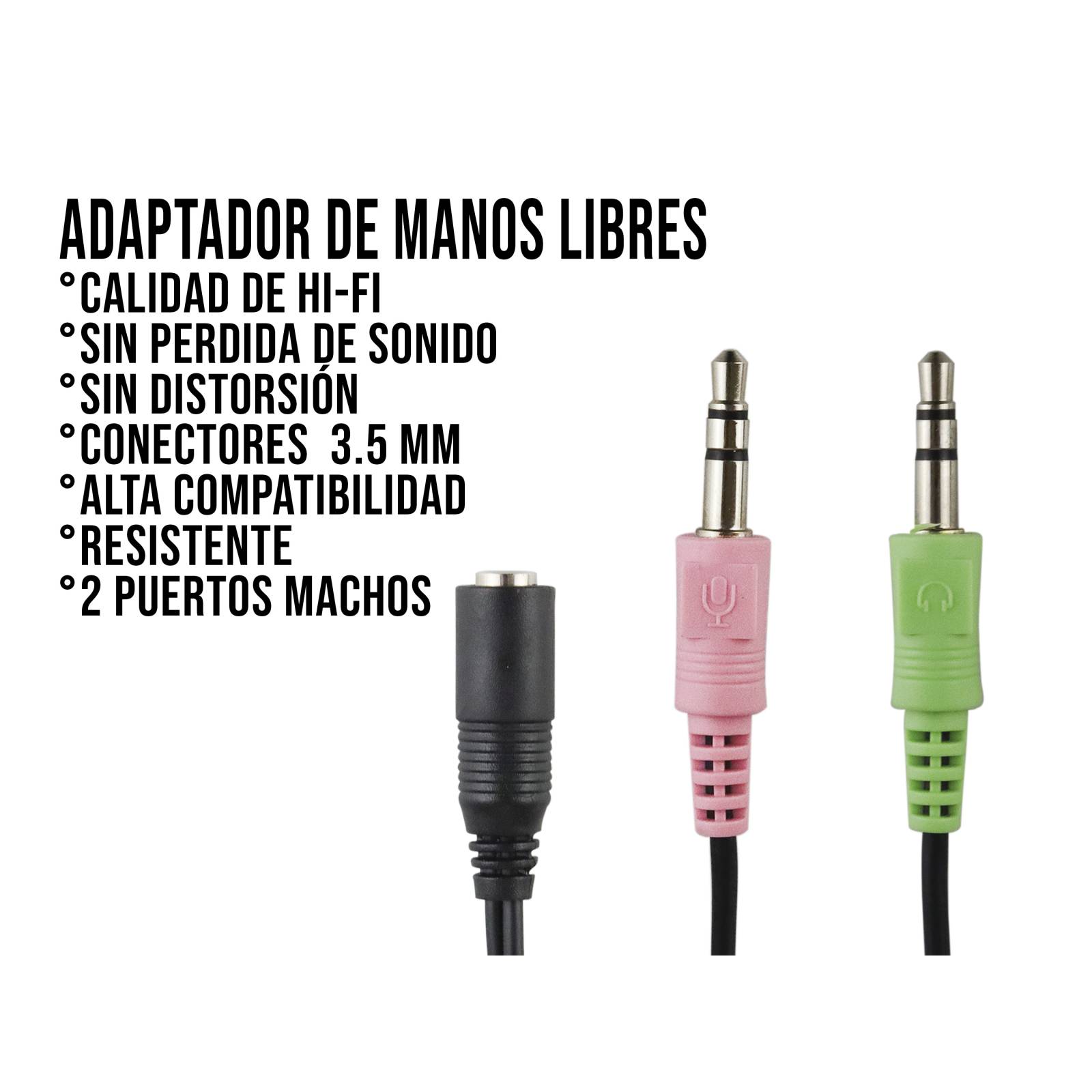 Adaptador Divisor Estereo Auxiliar 3.5mm Audifonos Microfono