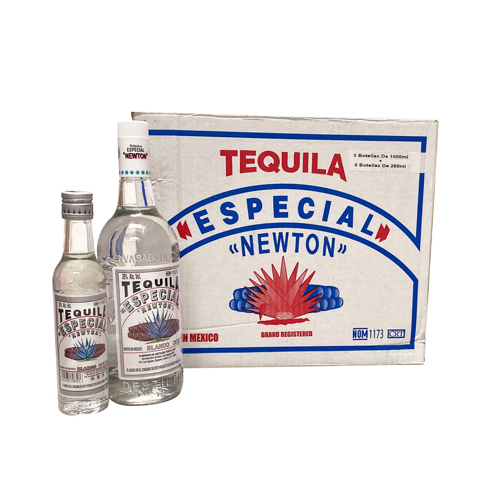 Caja Tequila Especial Newton Blanco 1l Con Pacha 200ml