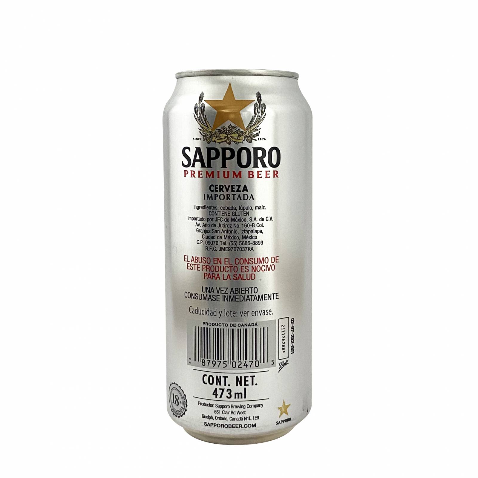Caja 24pzas Cerveza Sapporo Premium Lata 473 ml