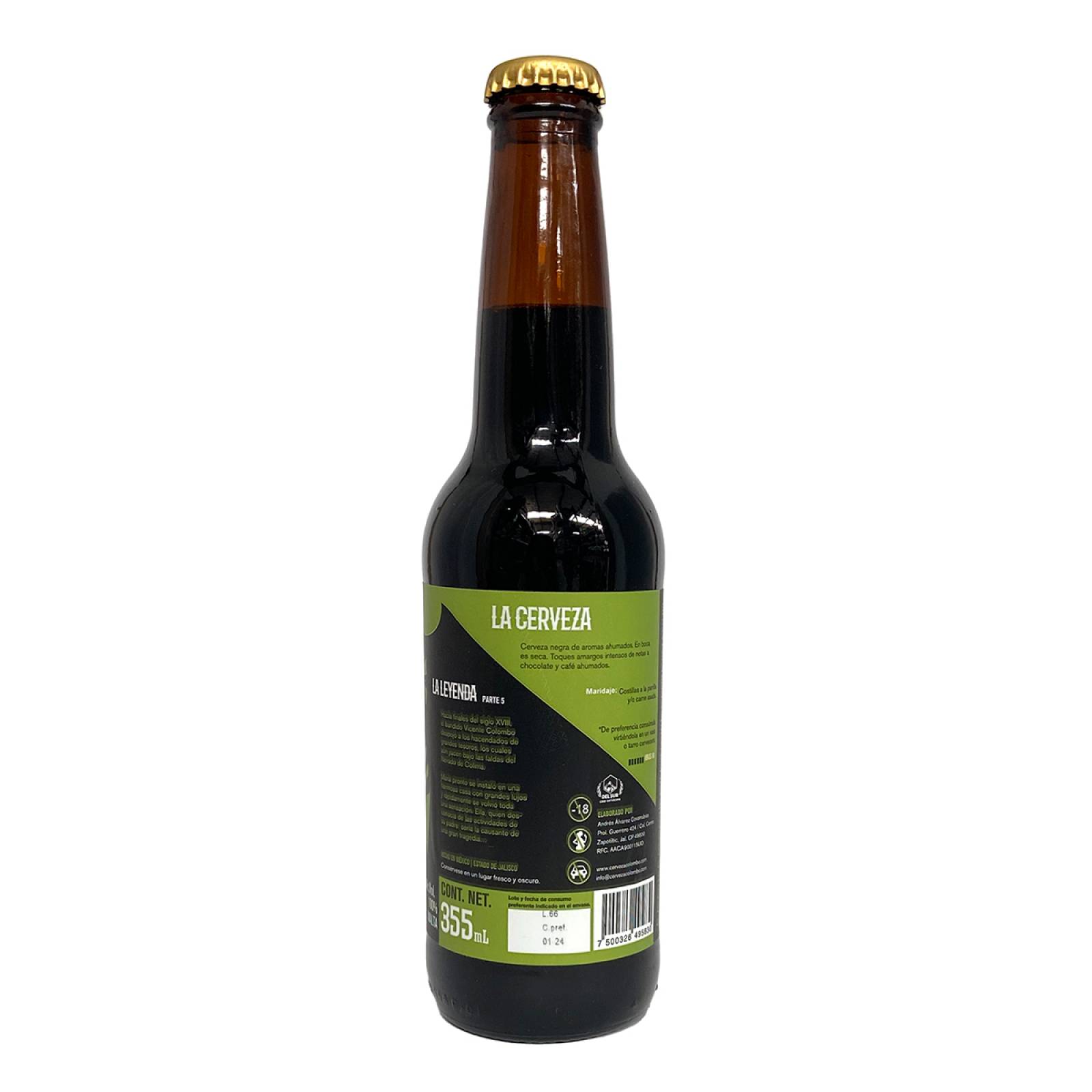 Six Pack Cerveza Artesanal Colombo Smoked Black IPA 355 ml