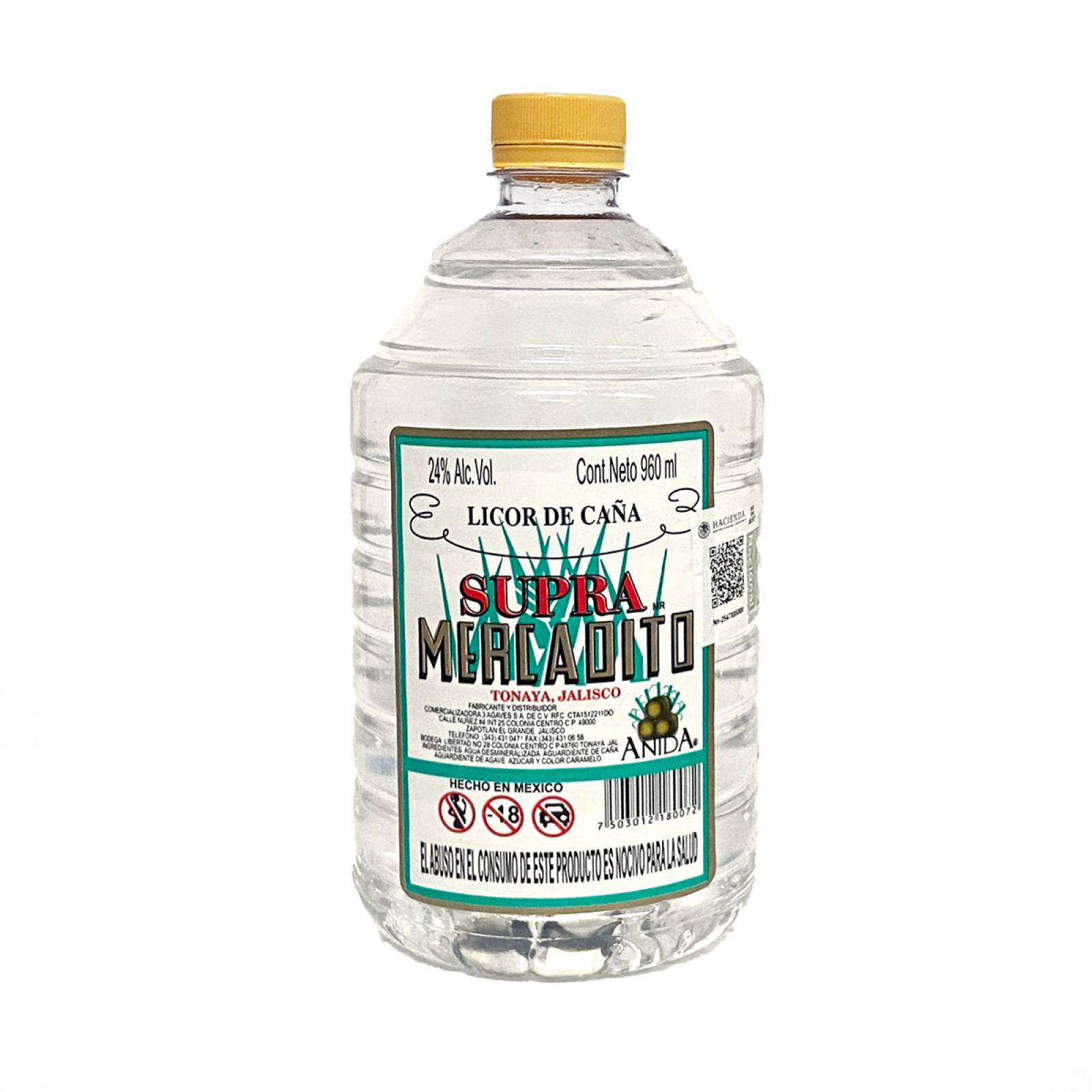 Caja Licor de Caña Supra Mercadito Blanco 960 ml 12P