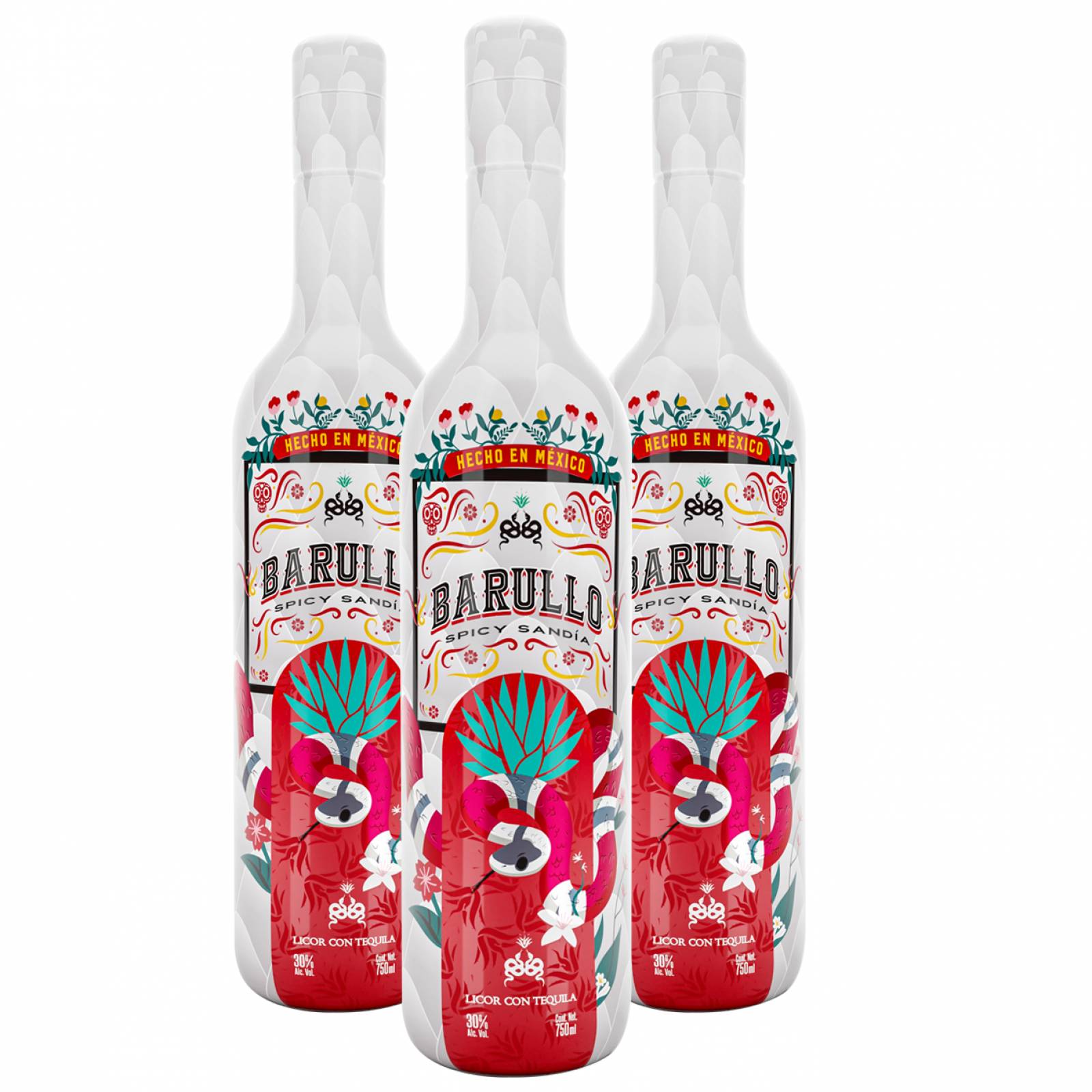 Tripack Licor con Tequila Barullo Spicy Sandía 750 Ml