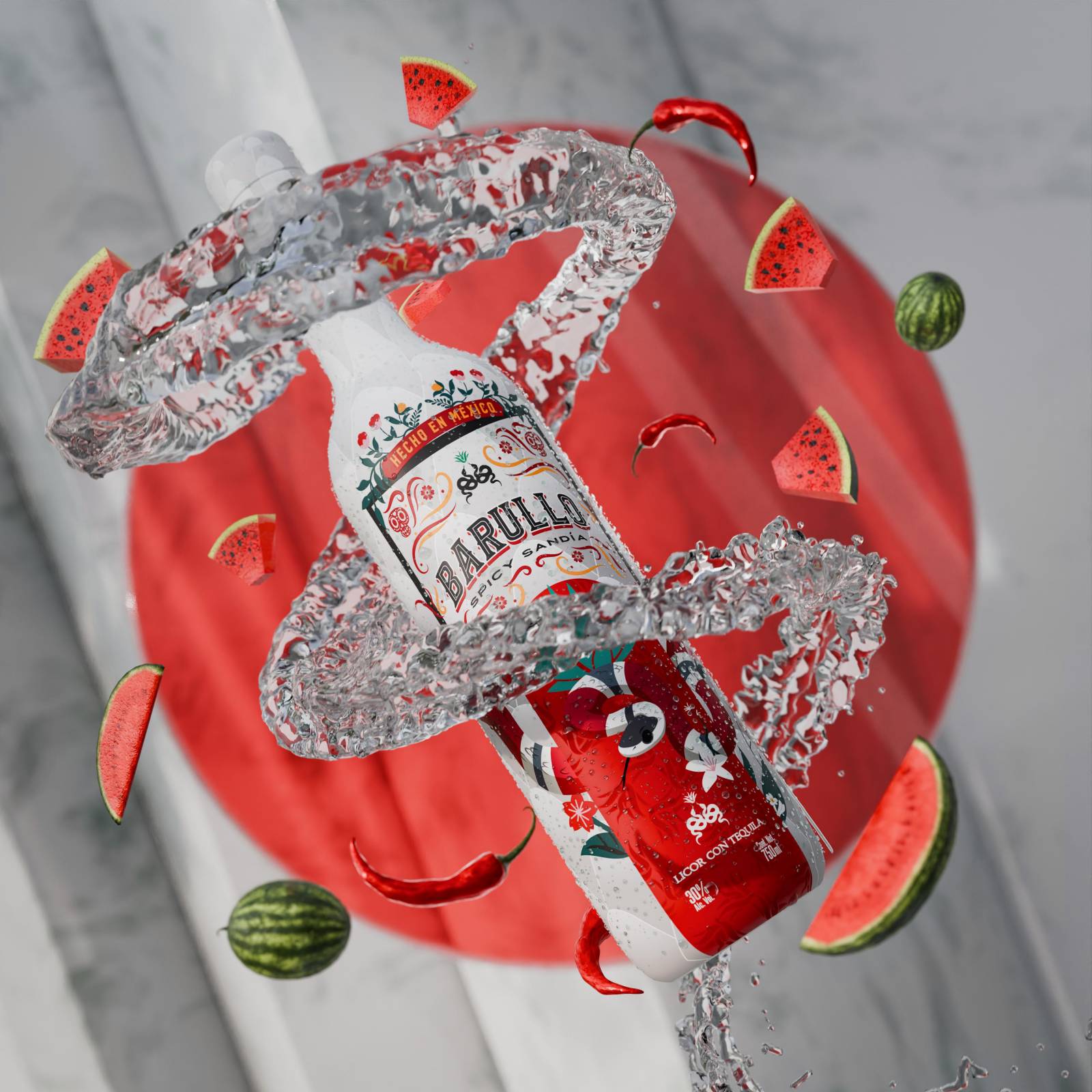 Tripack Licor con Tequila Barullo Spicy Sandía 750 Ml