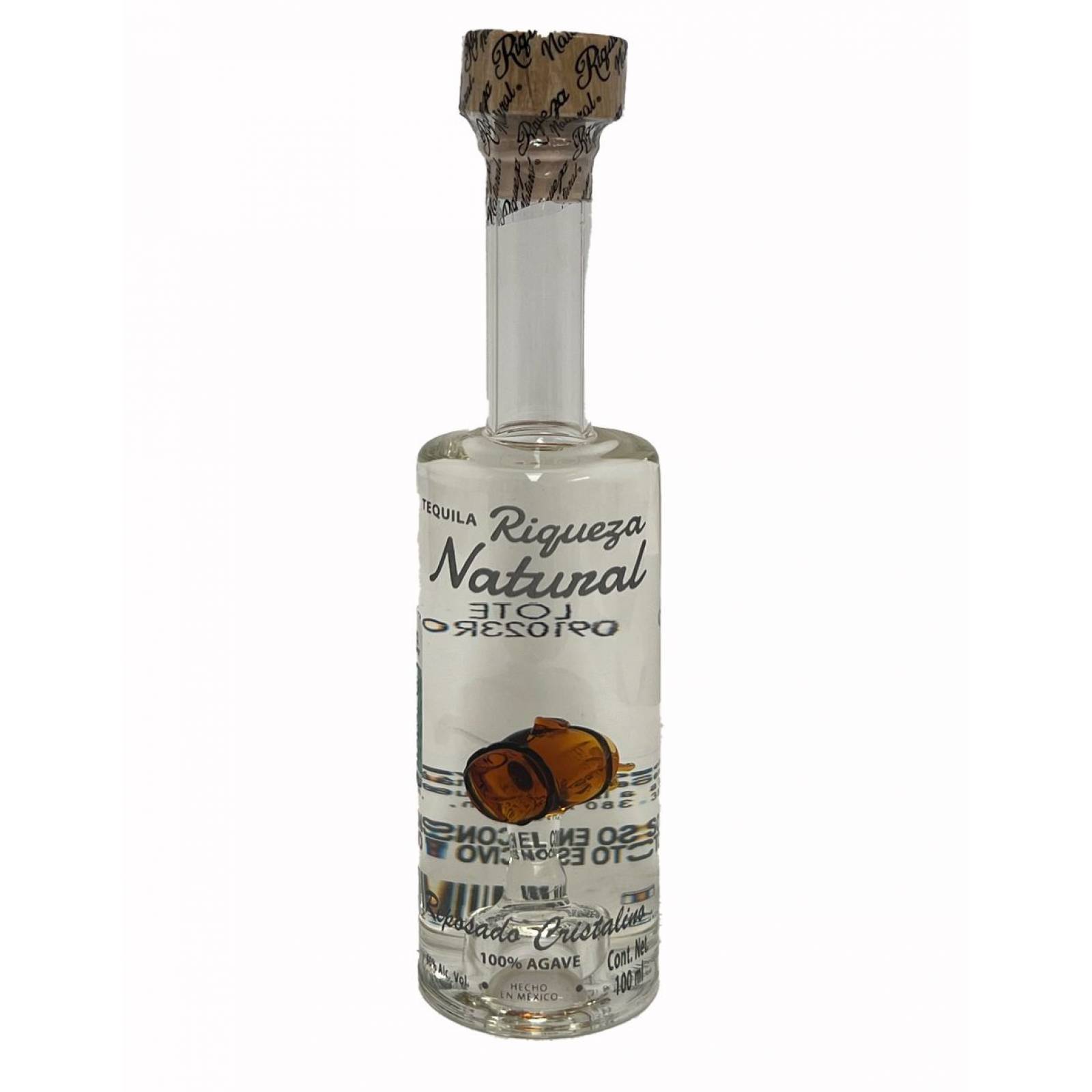 Tequila Riqueza Natural Reposado Cristalino Barril 100 Ml