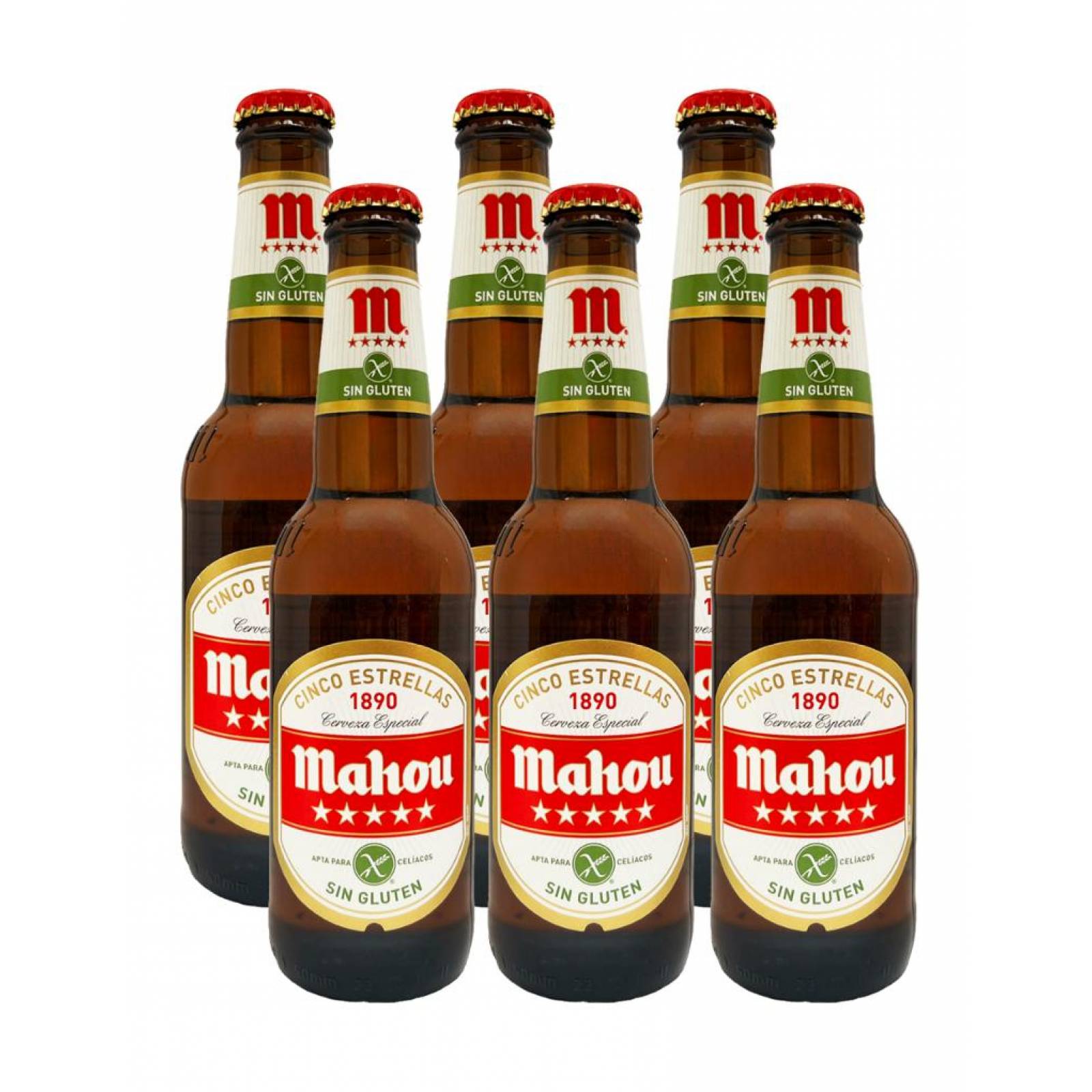 Six Pack Cerveza Mahou 5 Estrellas Sin Gluten 330ml