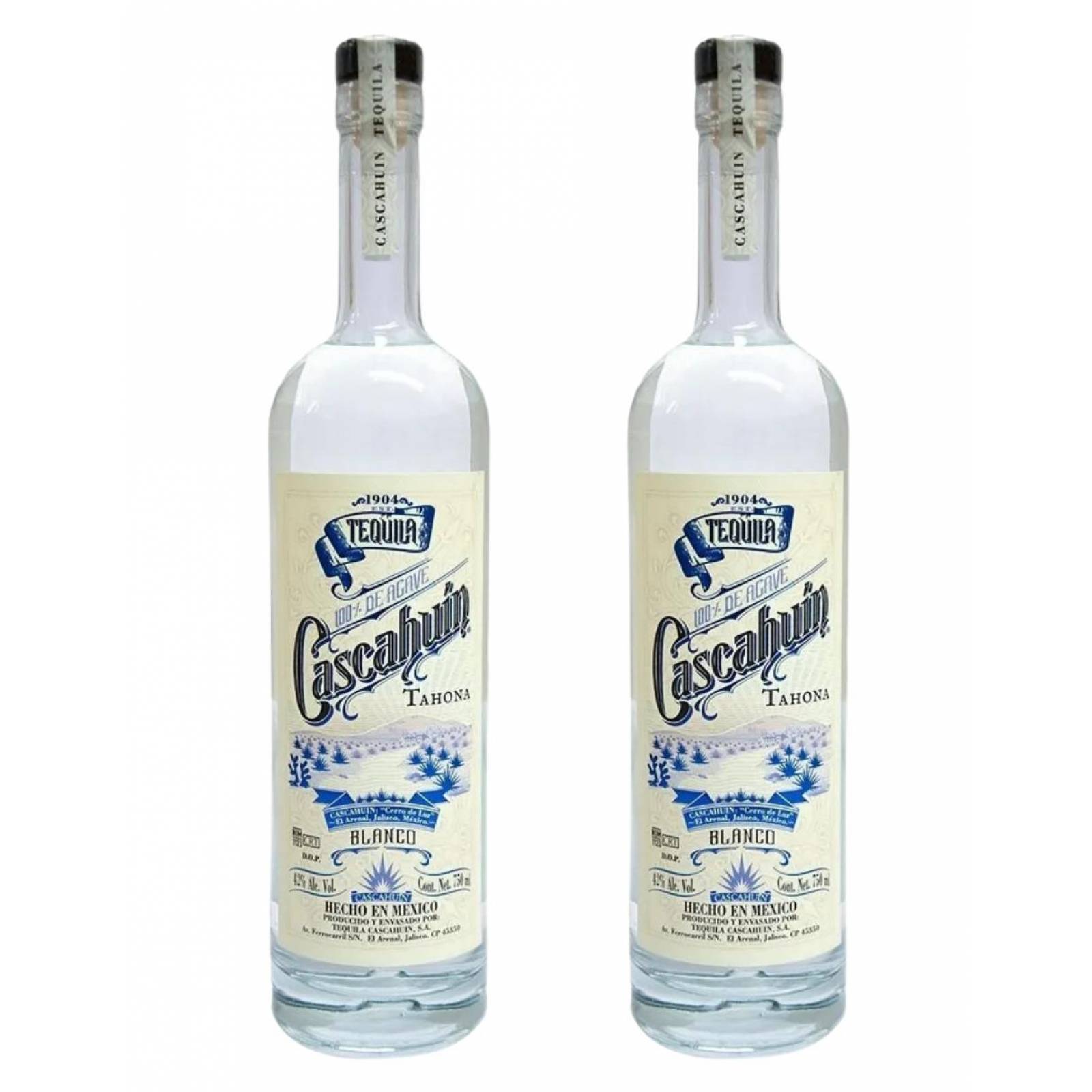 Dos Botellas Tequila Cascahuín Blanco Tahona 750 Ml