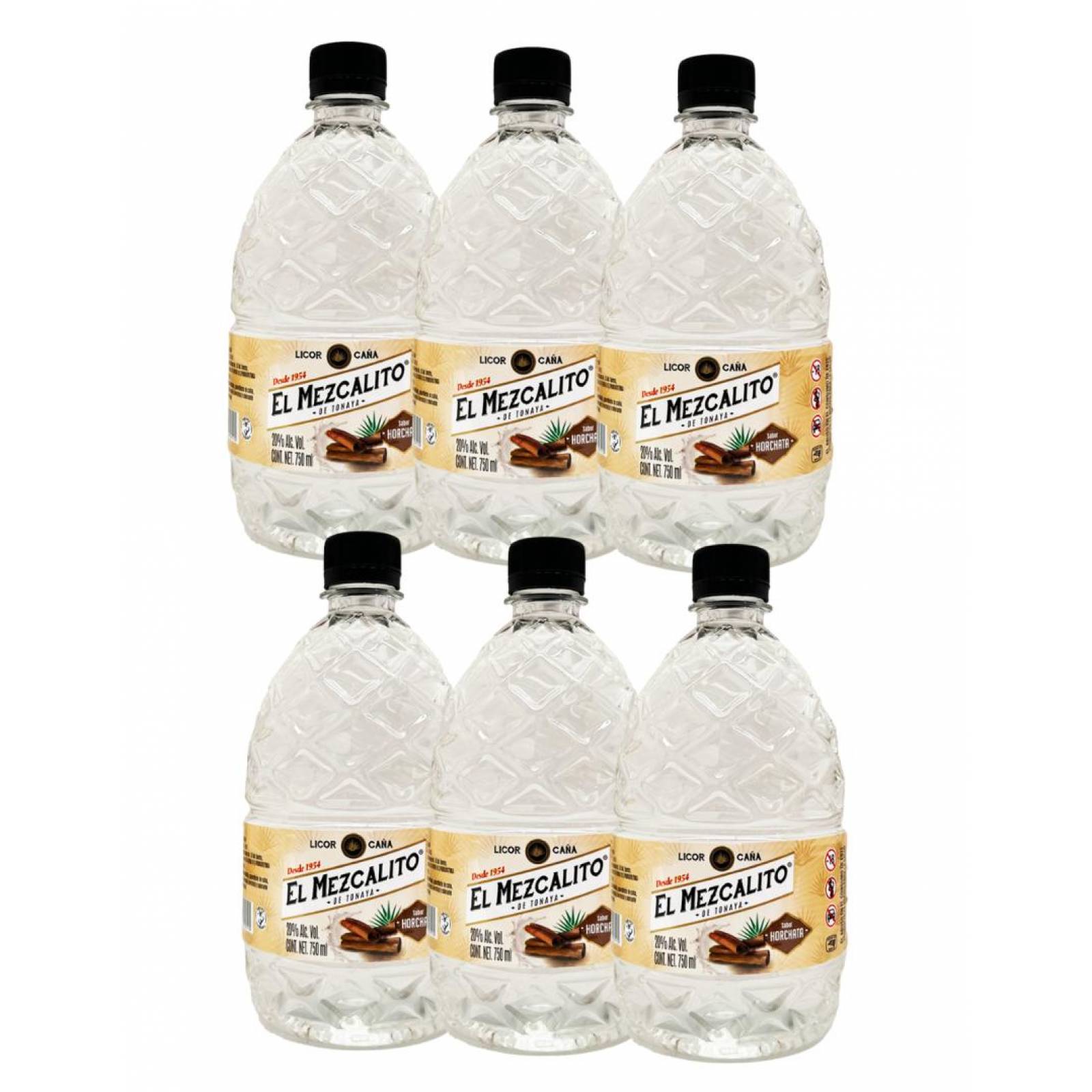 Six Pack Licor de Caña El Mezcalito Horchata 750 Ml