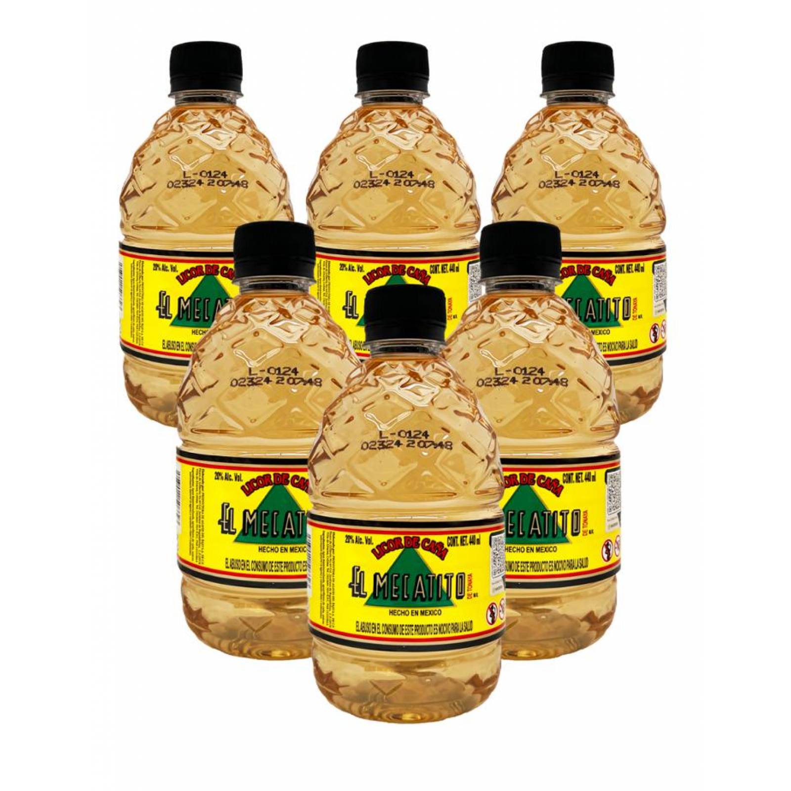 Six Pack Licor de Caña El Mecatito De Tonaya Oro Pet 440 Ml