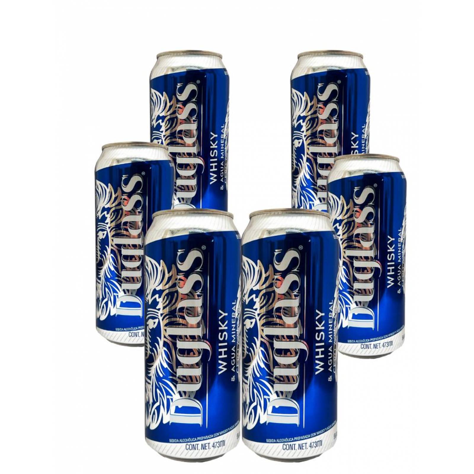 Six Pack Whisky Duglass Agua Mineral Cero Azúcar Lata 473 Ml