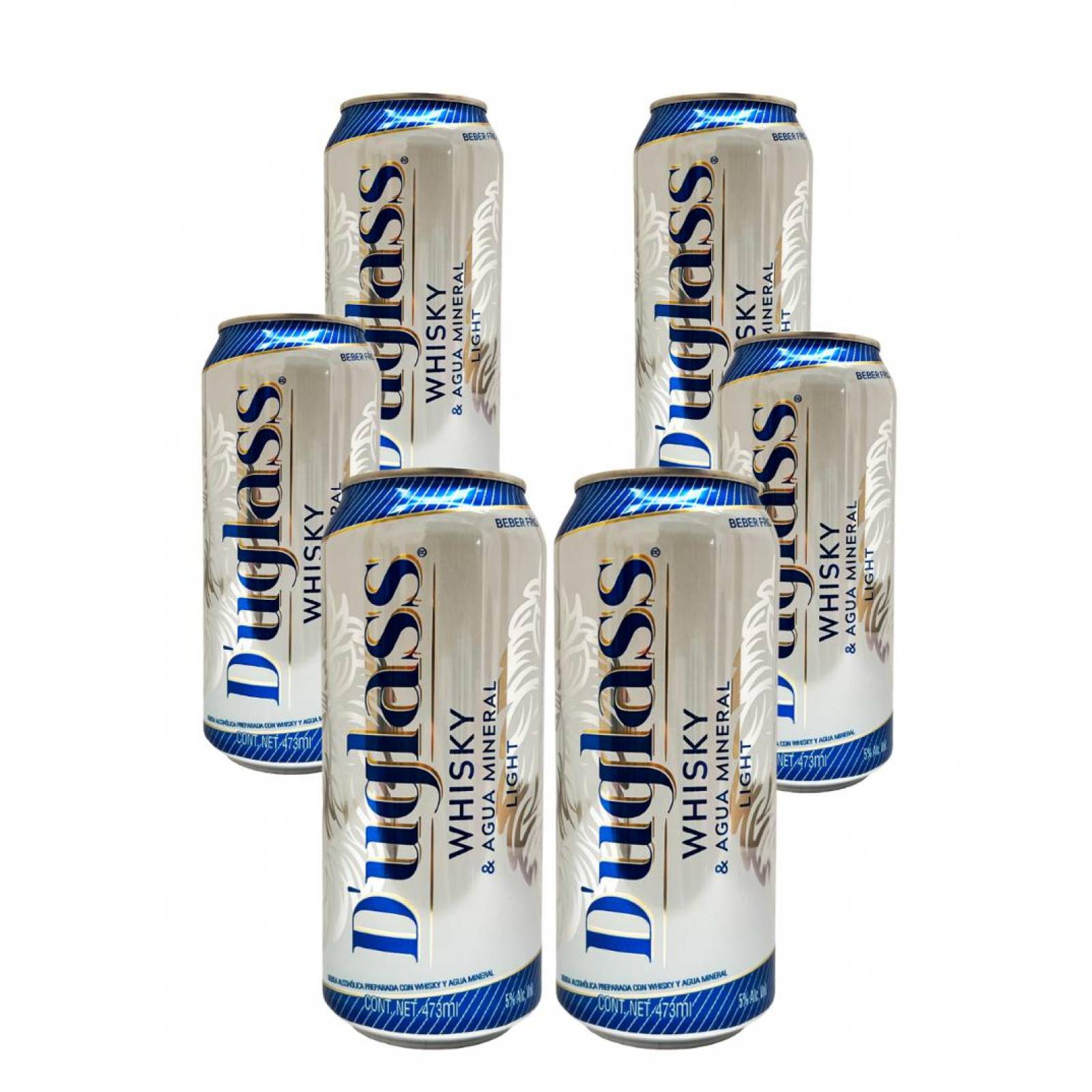 Six Pack Whisky Duglass Light y Sparkling Water Lata 473 Ml